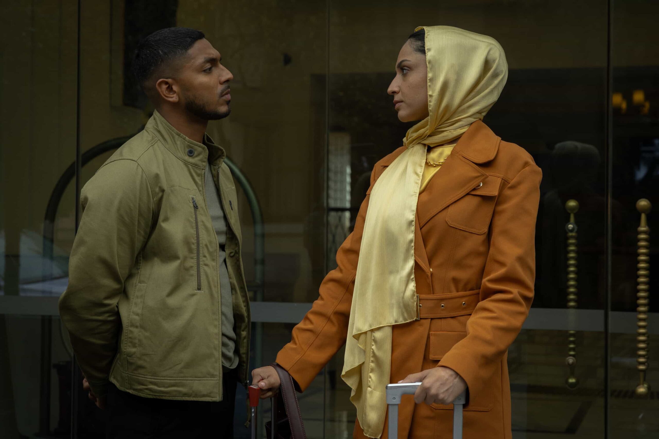 “Black Is White” – When a U.S. Navy attaché is found dead with a USB lodged in his throat, the team tracks a killer believed to have ties to an international chess tournament in Sydney, on NCIS: SYDNEY, Tuesday, Nov. 11 (10:00-11:00 PM, ET/PT) on the CBS Television Network, and streaming on Paramount+ (live and on demand for Paramount+ Premium plan subscribers, or on demand for Paramount+ Essential subscribers the day after the episode airs)*. Sean Sagar as NCIS Special Agent DeShawn Jackson and Dela Ahmadi as Giti Golzaar in NCIS: Sydney episode 5, season 3 streaming on Paramount+, 2025. Photo Credit:  Daniel Asher Smith/Paramount+   © TM & © 2025 CBS Studios Inc. NCIS: Sydney and related marks and logos  are trademarks of CBS Studios Inc. All Rights Reserved.