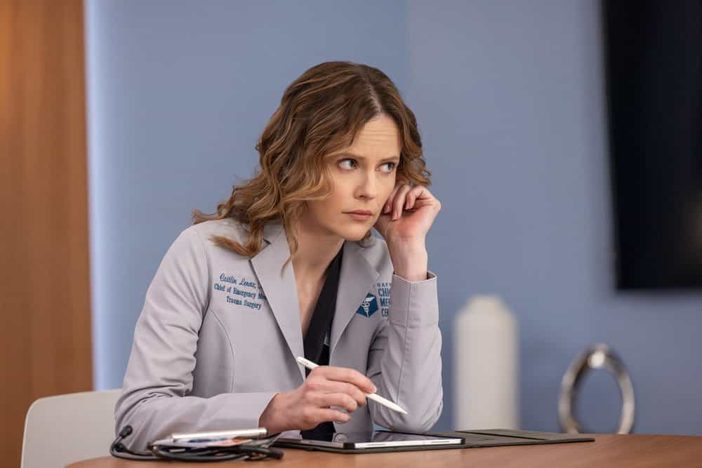 CHICAGO MED Season 11 Episode 7 -- "Double Down" Episode 1107 -- Pictured: Sarah Ramos as Dr. Caitlin Lenox -- (Photo by: George Burns Jr/NBC)