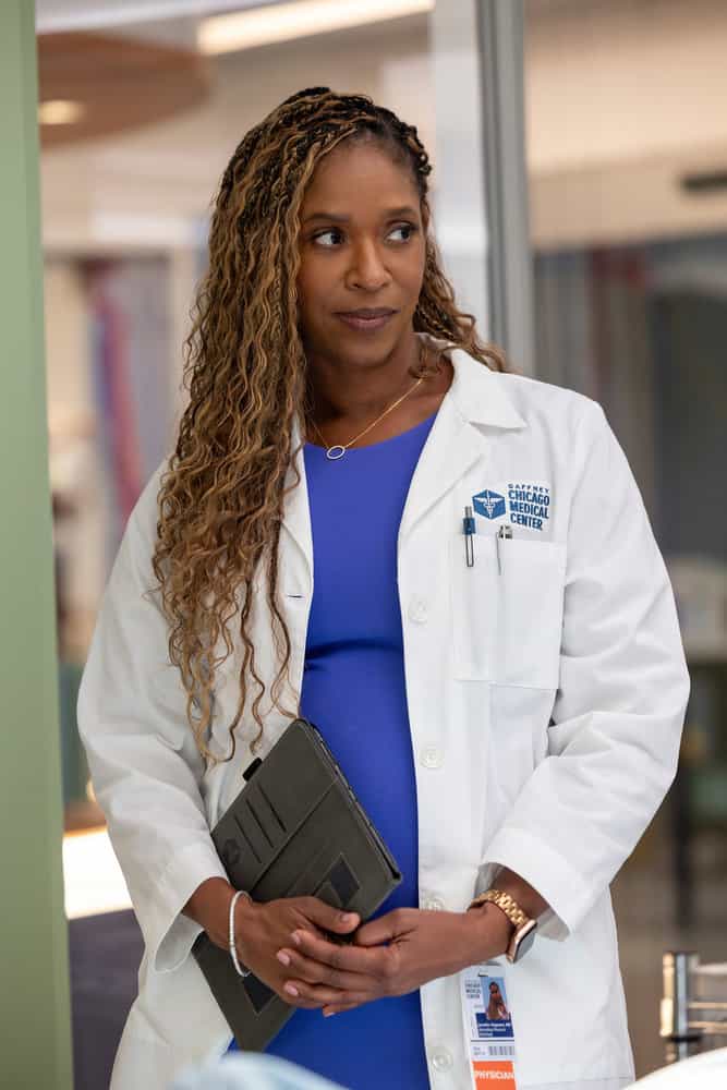 CHICAGO MED -- "Double Down" Episode 1107 -- Pictured: Merrin Dungey as Dr. Jennifer Kingston -- (Photo by: George Burns Jr/NBC)