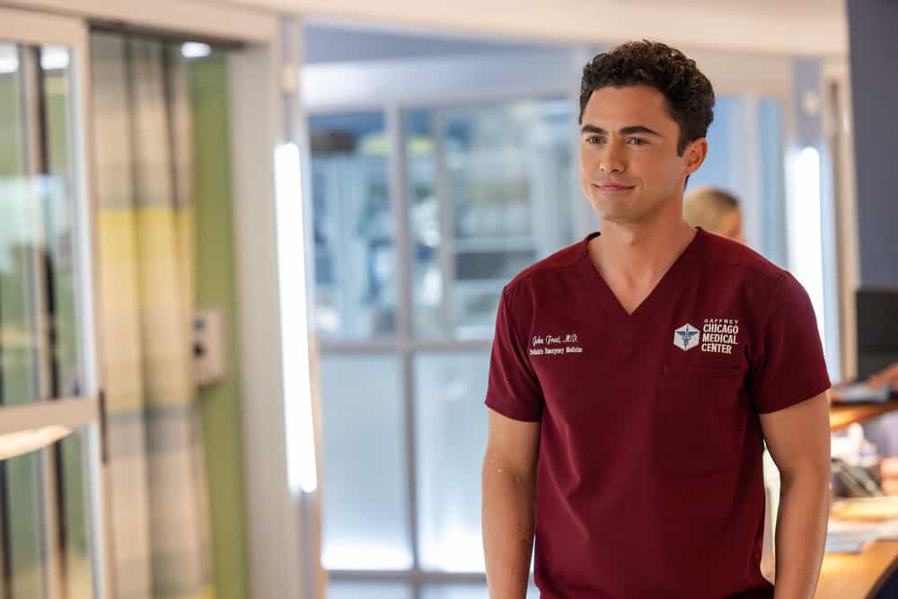 CHICAGO MED Season 11 Episode 7 -- "Double Down" Episode 1107 -- Pictured: Darren Barnet as Dr. John Frost -- (Photo by: George Burns Jr/NBC)