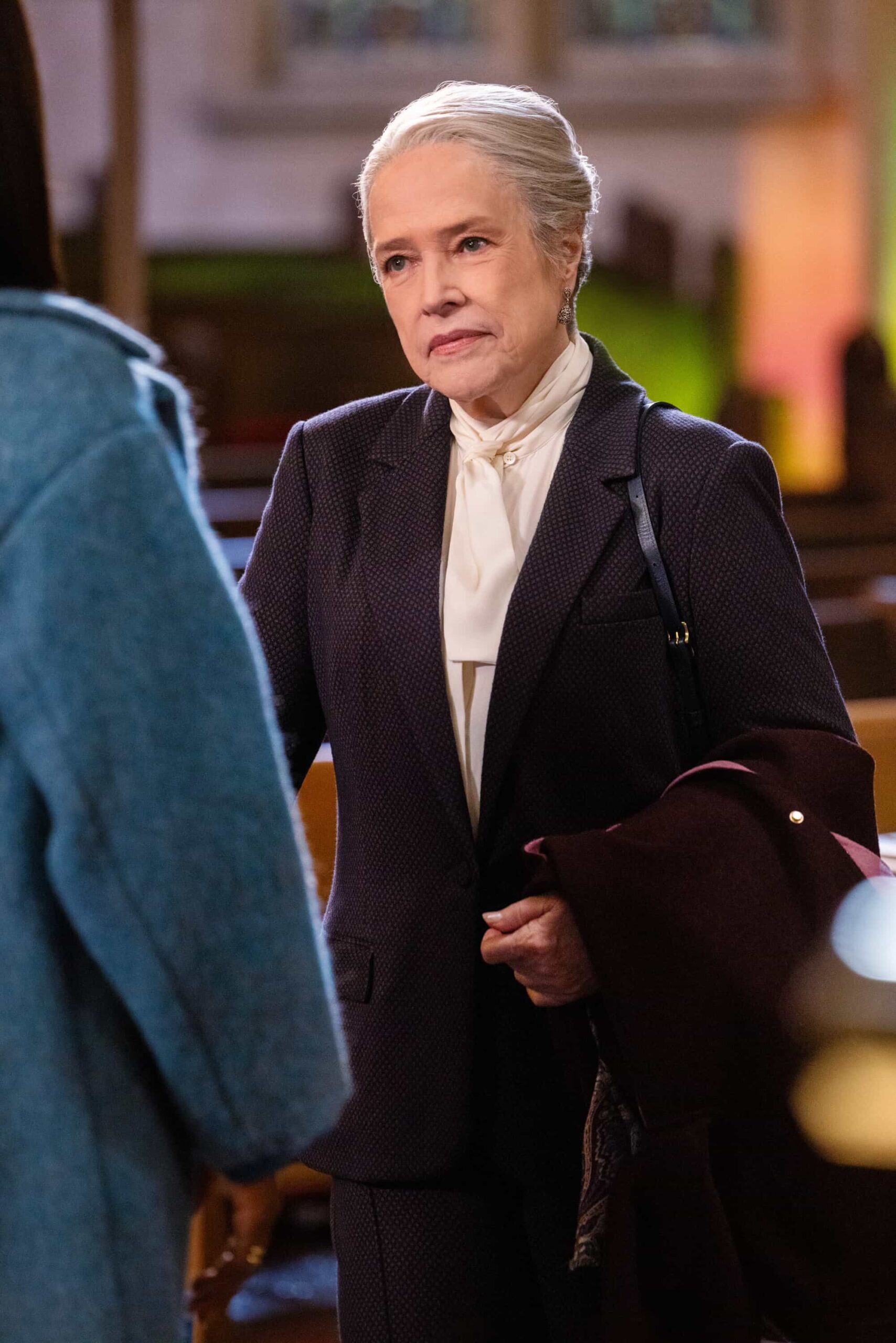 “Harm Reduction” – Matty and Olympia continue to test the boundaries of their friendship while helping a group of nuns. Meanwhile, Olympia and Sarah become roped into secretive activities within the firm, on MATLOCK, Thursday, Nov. 13 (9:01-10:00 PM, ET/PT) on the CBS Television Network, and streaming on Paramount+ (live and on-demand for Paramount+ Premium plan subscribers, or on-demand for Paramount+ Essential subscribers the day after the episode airs).  Pictured: Kathy Bates as “Madeline Matlock”. Photo: Sonja Flemming/CBS ©2025 CBS Broadcasting, Inc. All Rights Reserved.