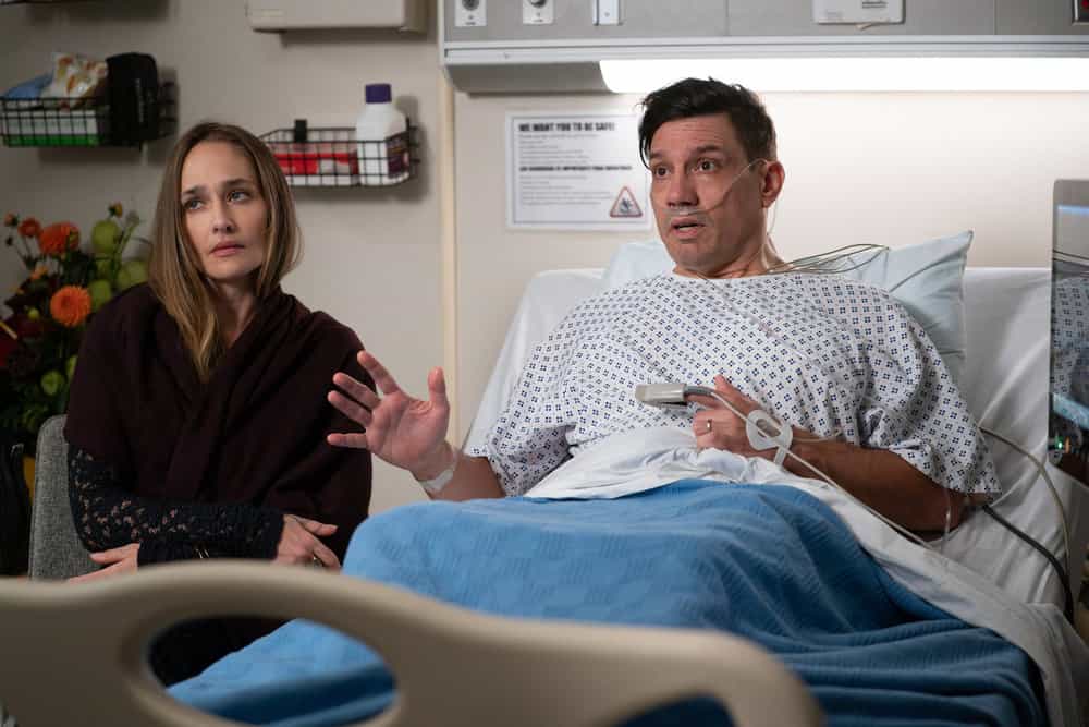 Law & Order SVU Season 27 Episode 7 -- "False Idols" Episode 27007 -- Pictured: (l-r) Jemima Kirke as Claire Morgan, Christopher Ryan Grant as Stuart Morgan -- (Photo by: Ralph Bavaro/NBC)