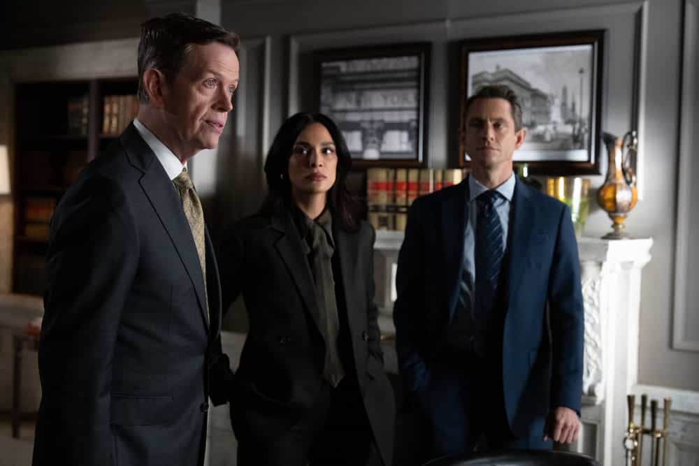 Law & Order Season 25 Episode 7 “Guardian” – Photos & Case Preview 17 LAW & ORDER -- "Guardian" Episode 25007 -- Pictured: (l-r) Dylan Baker as Atty. Rems, Odelya Halevi as A.D.A. Samantha Maroun, Hugh Dancy as A.D.A. Nolan Price -- (Photo by: Virginia Sherwood/NBC)