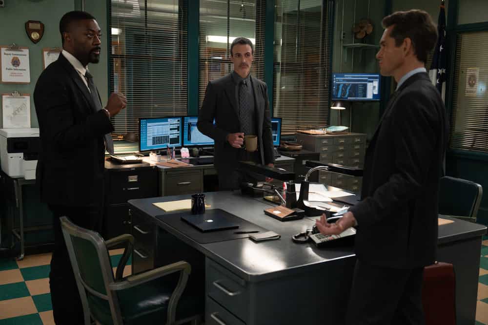 Law & Order Season 25 Episode 7 “Guardian” – Photos & Case Preview 12 LAW & ORDER -- "Guardian" Episode 25007 -- Pictured: (l-r) David Ajala as Det. Theo Walker, Reid Scott as Detective Vincent Riley, Hugh Dancy as A.D.A. Nolan Price -- (Photo by: Virginia Sherwood/NBC)