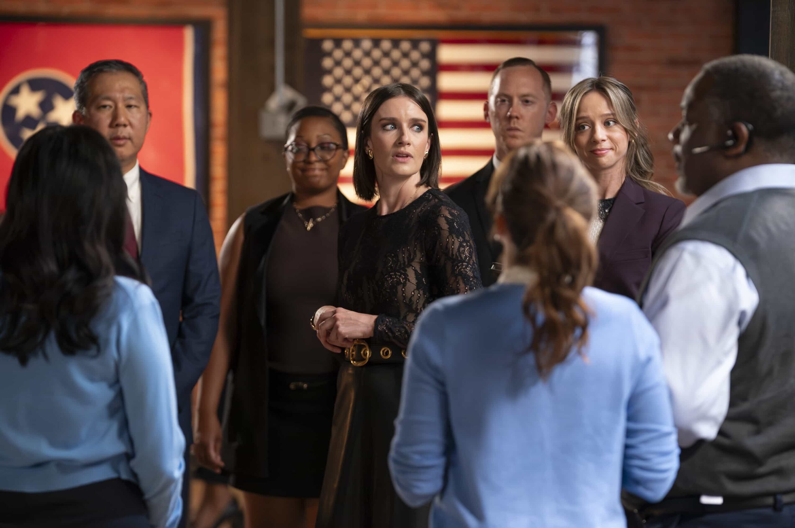 9-1-1: NASHVILLE: “Good Southern Manors” - As Don, Blue and Ryan take extreme measures to prevent a distillery explosion, the 9-1-1 call center is disrupted by budget cuts and hackers. Amidst the chaos, Blythe faces an emergency of her own. THURSDAY, NOV. 13 (9:00-10:00 p.m. EST) on ABC. THURSDAY, NOV. 13 (9:00-10:00 p.m. EST) on ABC. (Disney/Jake Giles Netter) 
ANNA WOOD, ANNA LORE