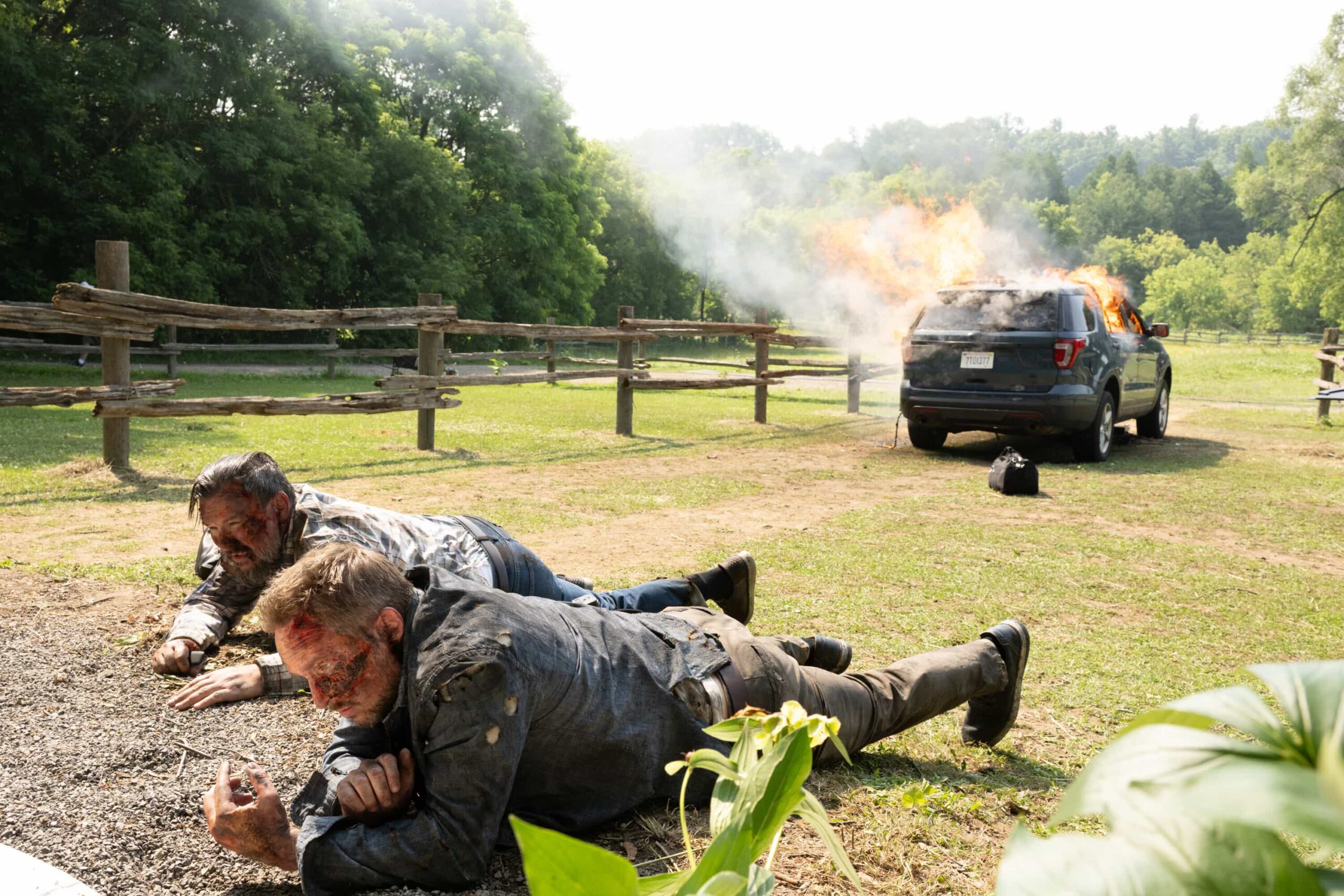 “Expecting Trouble” – A high-stakes transport mission puts Sheriff Mickey Fox and Deputy Boone on edge as they race against time to protect a vulnerable witness, on SHERIFF COUNTRY, Friday, Nov. 14 (8:00-9:00 PM, ET/PT) on the CBS Television Network, and streaming on Paramount+ (live and on-demand for Paramount+ Premium plan subscribers, or on-demand for Paramount+ Essential subscribers the day after the episode airs)*.  Pictured: Craig Lauzon as Agent Chavez and Geoff Scovell as US Marshal Frank. Photo: Christos Kalohoridis/CBS ©2025 CBS Broadcasting, Inc. All Rights Reserved.