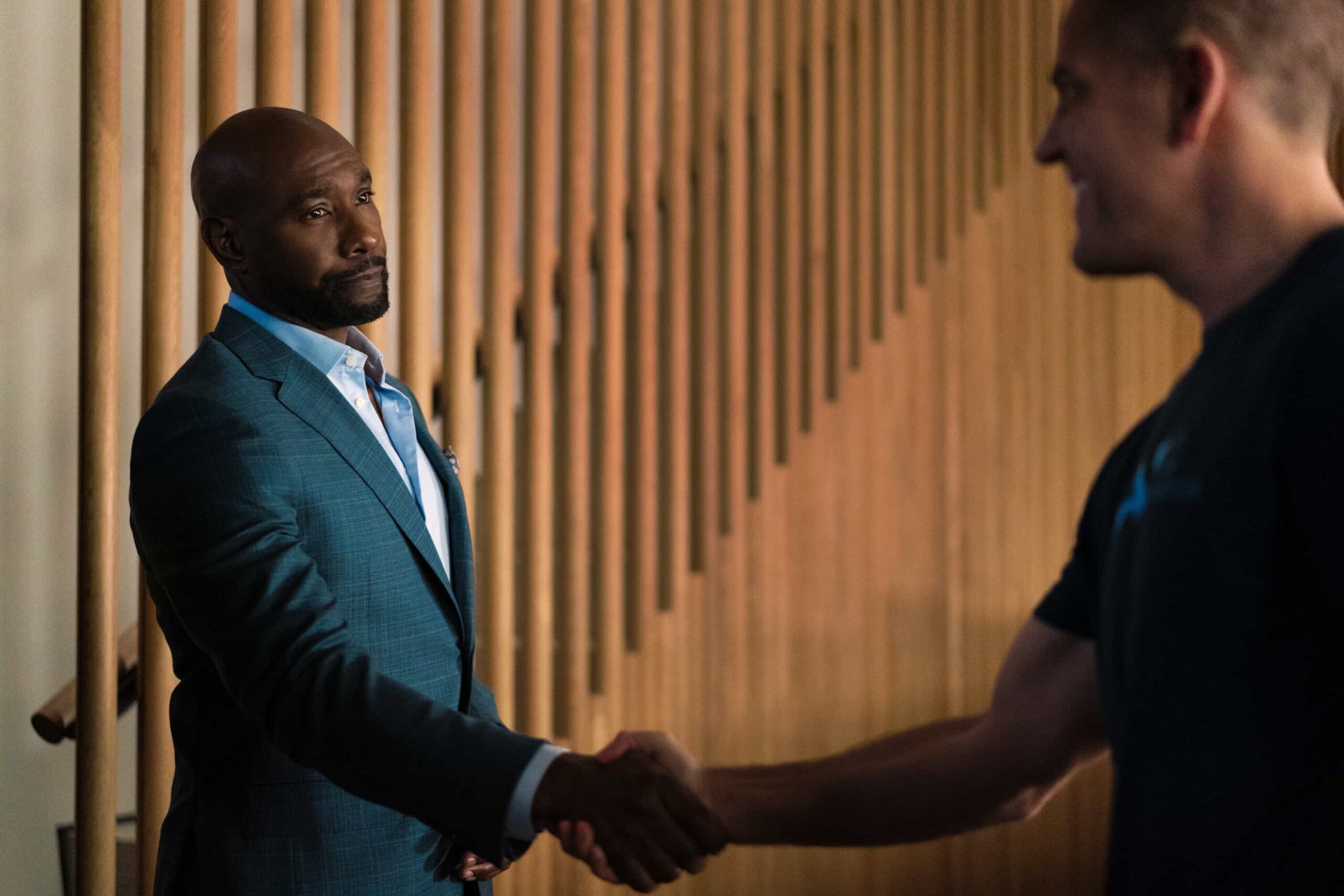 Watson Season 2 Episode 6 “Buying Time” - Watson and the fellows race against time to save the life of Xavier, a 21-year-old athlete with a fast-growing, seemingly incurable cancer. Meanwhile, Mycroft Holmes lets Watson know his team’s work at UHOP may no longer have funding available, on the CBS Original series WATSON, Monday, Nov. 17 (10:00-11:00 PM, ET/PT) on the CBS Television Network, and streaming on Paramount+* (live and on-demand for Paramount+ Premium plan subscribers, or on-demand for Paramount+ Essential subscribers the day after the episode airs). Pictured (L-R): Morris Chestnut as Dr. John Watson and Johnno Wilson as Joseph Bell Photo: Colin Bentley/CBS ©2025 CBS Broadcasting, Inc. All Rights Reserved.