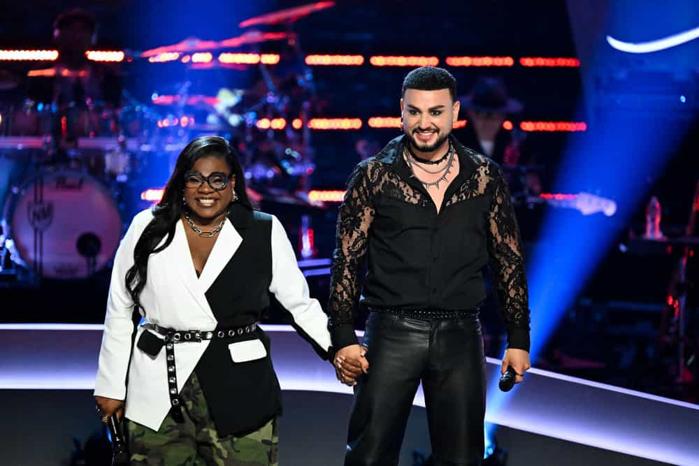 The Voice Season 28 Episode 13 -- "The Knockouts Part 4"  Episode 2813 -- Pictured: (l-r) Jazz McKenzie, Teo Ramdel -- (Photo by: Griffin Nagel/NBC)