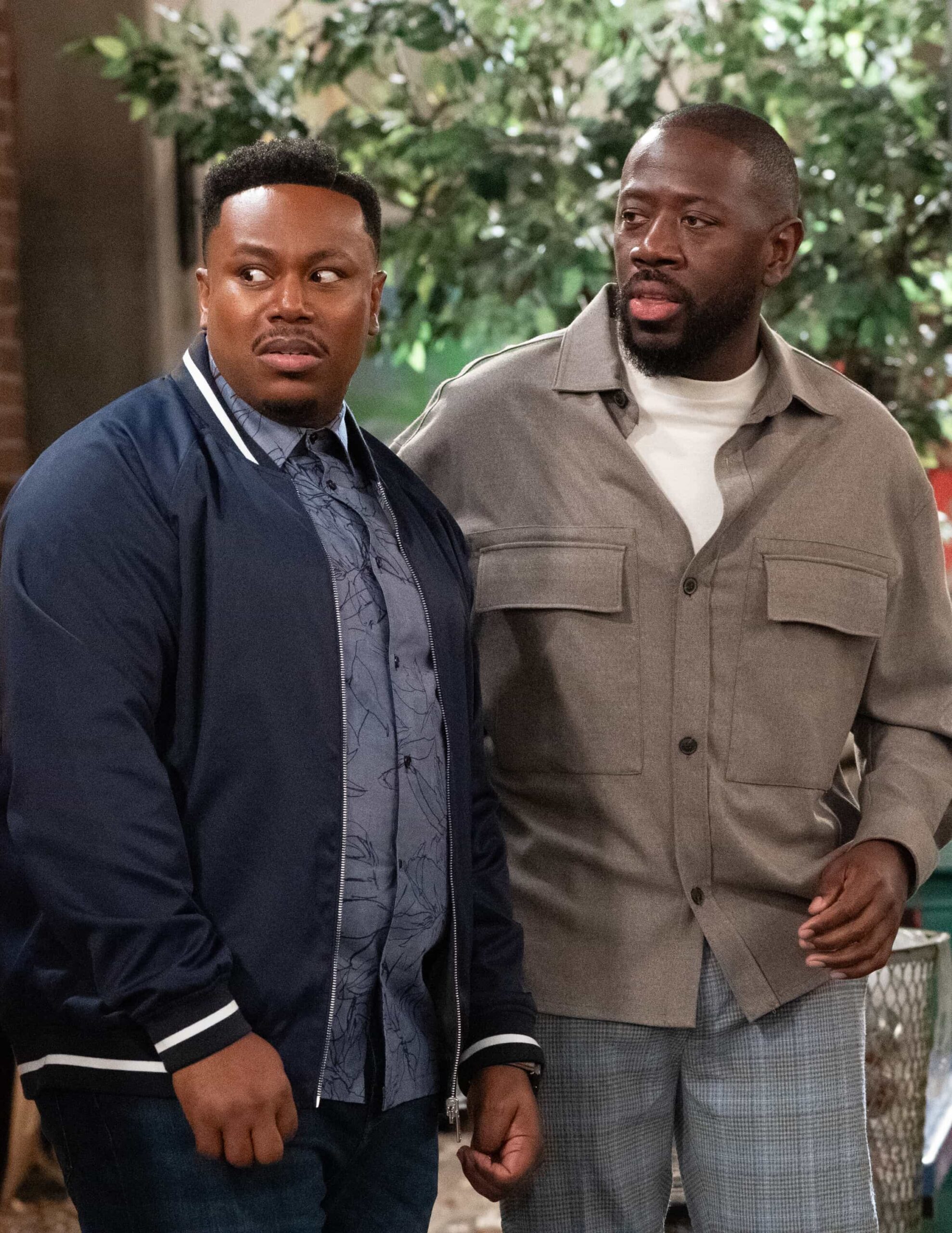 “Welcome to the Walk of Roses” – Calvin receives an unexpected honor that sparks mixed emotions, while Malcolm’s ghostwriting gig takes a wild turn after a viral outburst from his celebrity client, on THE NEIGHBORHOOD, Monday, Nov. 17 (8:00-8:30 PM, ET/PT) on the CBS Television Network, and streaming on Paramount+ (live and on-demand for Paramount+ Premium plan subscribers, or on-demand for Paramount+ Essential subscribers the day after the episode airs)*. Pictured: Marcel Spears as Marty and Sheaun McKinney as Malcolm. Photo: Monty Brinton/CBS ©2025 CBS Broadcasting, Inc. All Rights Reserved.