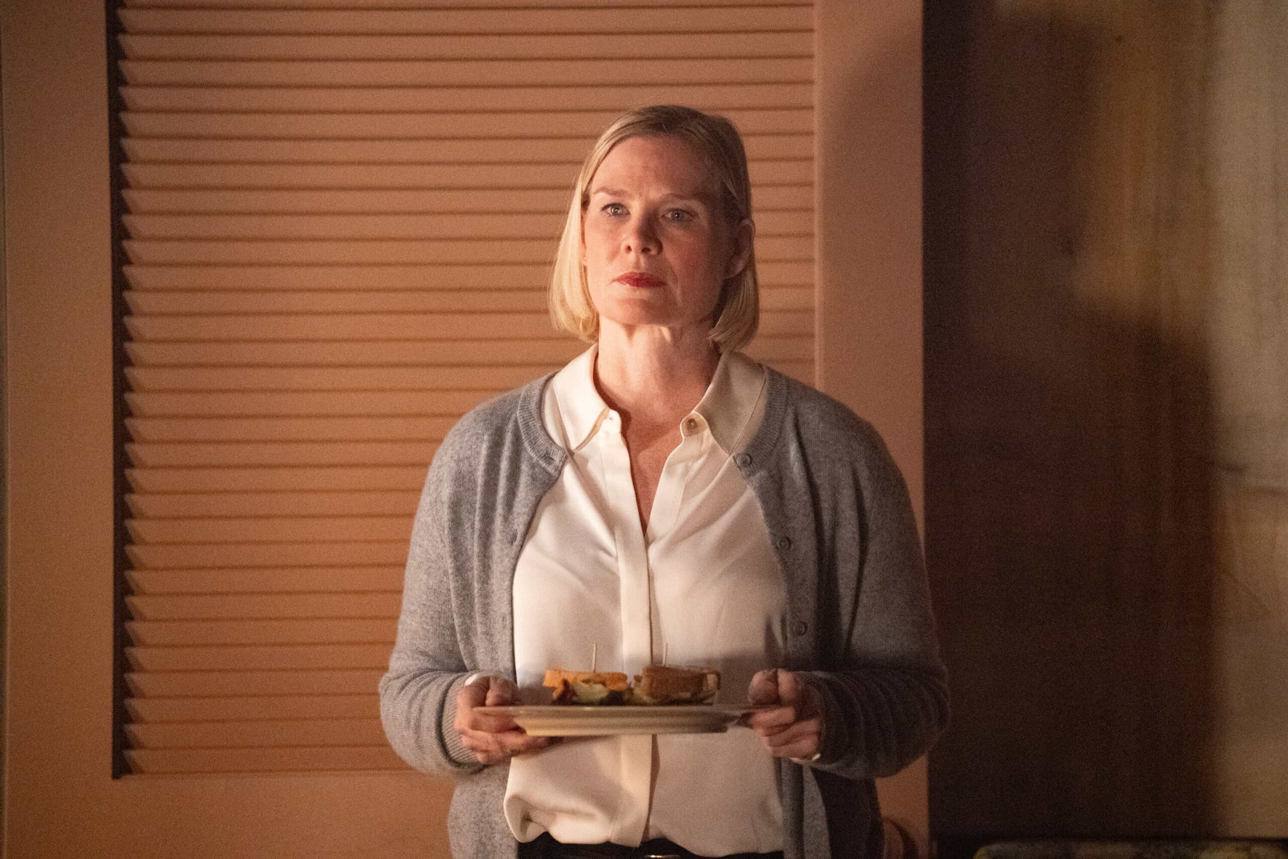 “Page-Turner” – When McGee is kidnapped while promoting his latest book in the Deep Six crime series, the team investigates his self-professed “#1 fan” – and a potential link to a murder case involving stolen classified documents, on the CBS Original series NCIS, Tuesday, Nov. 18 (8:00-9:00 PM, ET/PT) on the CBS Television Network, and streaming on Paramount+ (live and on demand for Paramount+ Premium plan subscribers, or on demand for Paramount+ Essential subscribers the day after the episode airs)*. Pictured: Melinda Page Hamilton as Kathy Sheldon / Woman. Photo: Bill Inoshita/CBS ©2025 CBS Broadcasting, Inc. All Rights Reserved.