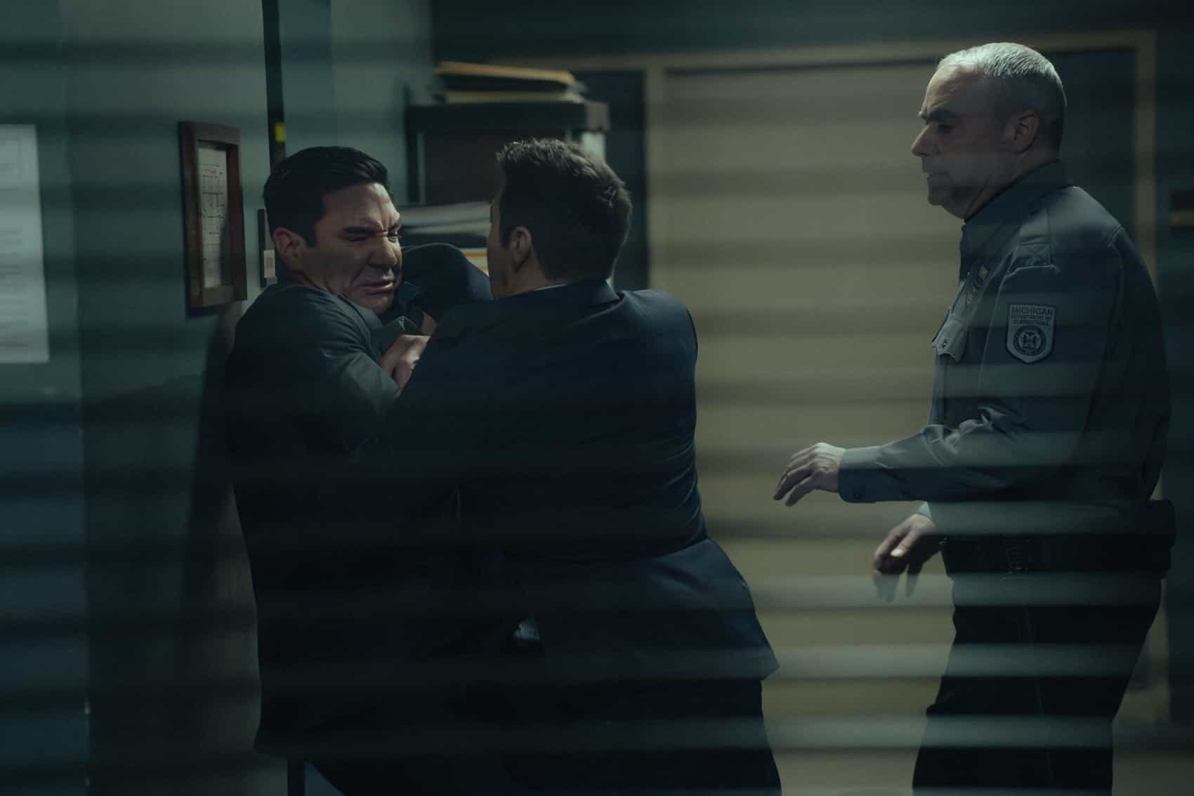 L-R: Clayton Cardenas as Torres and Jeremy Renner as Mike McLusky in Mayor of Kingstown episode 5, season 4, streaming on Paramount+, 2025. Credit: Dennis P. Mong Jr./Paramount +