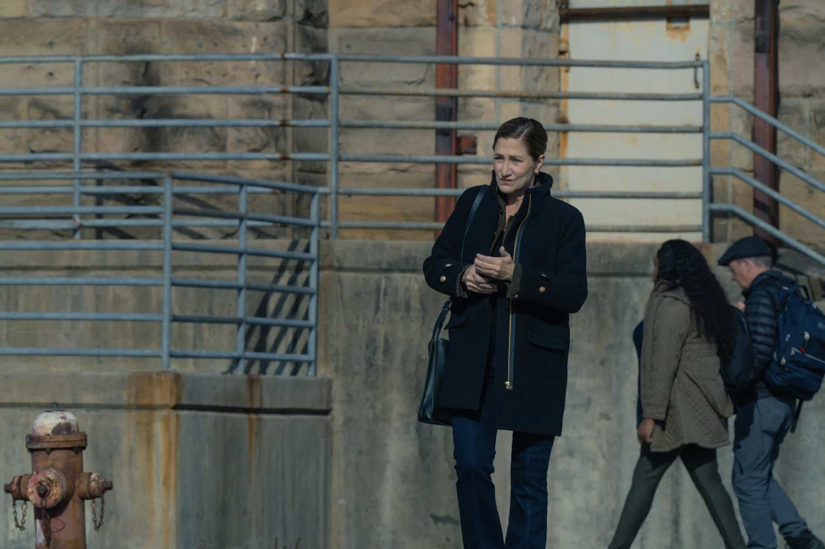 Edie Falco as Nina Hobbs in Mayor of Kingstown episode 5, season 4, streaming on Paramount+, 2025. Credit: Dennis P. Mong Jr./Paramount +