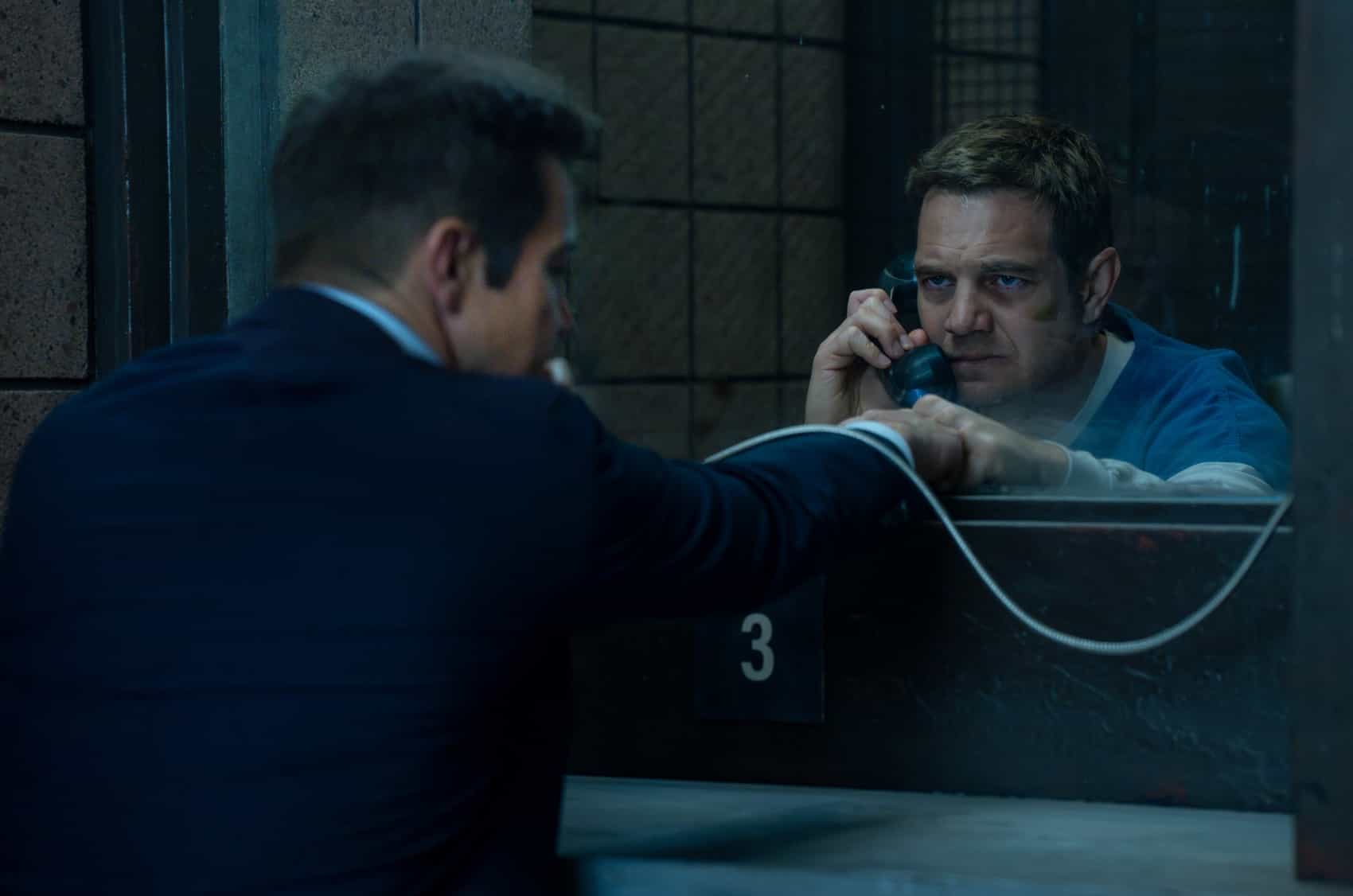 Jeremy Renner as Mike McLusky and Taylor Handley as Kyle McLusky in Mayor of Kingstown episode 5, season 4, streaming on Paramount+, 2025. Credit: Dennis P. Mong Jr./Paramount +