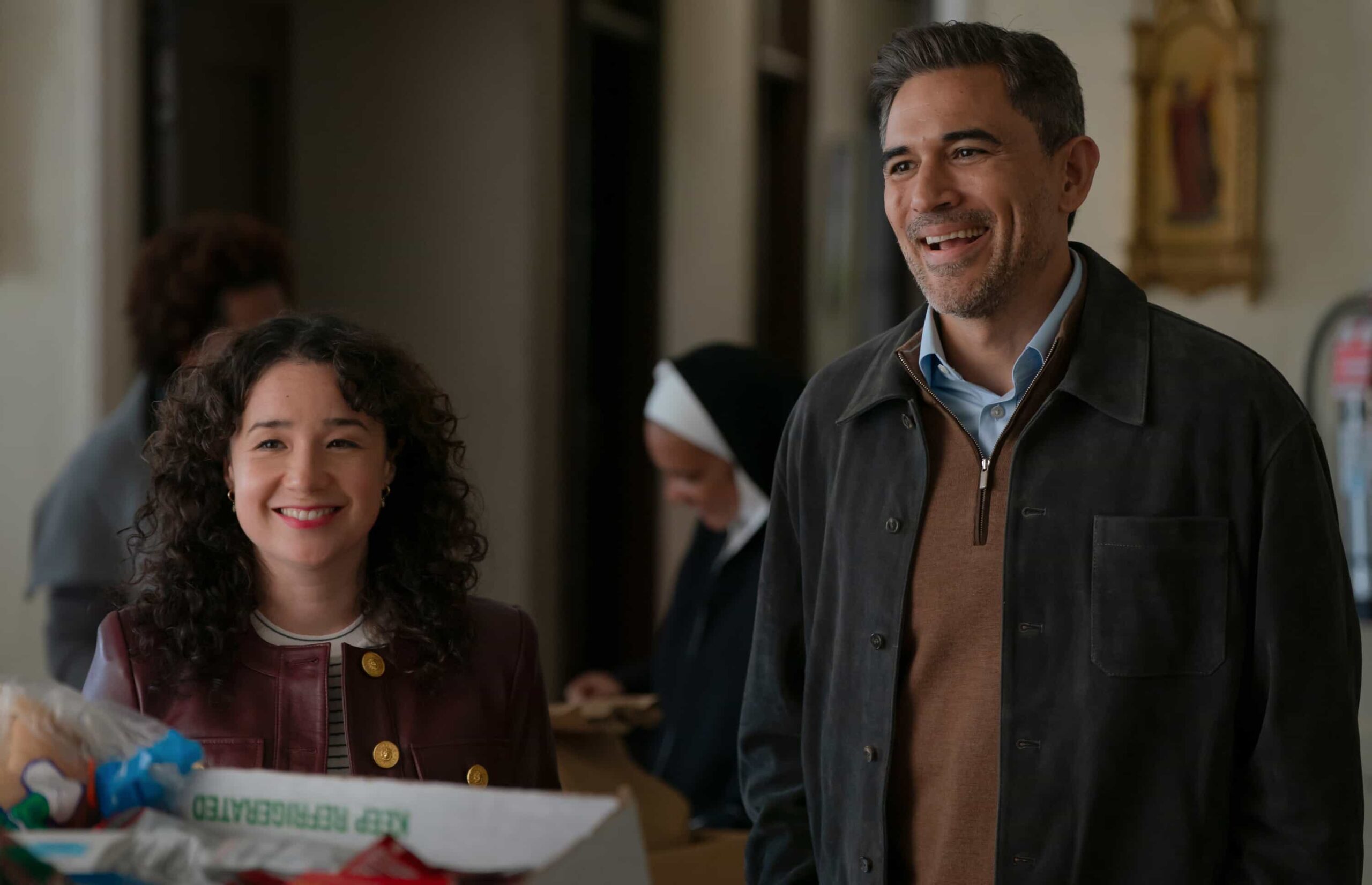 “And Then There Were Nuns” – A pop star\'s (Lindsey Normington) purchase of a failing convent turns divine real estate into a murder scene as Elsbeth takes on the Mother of all nuns (Dianne Wiest). Meanwhile, Teddy digs into Alec Bloom’s past for a feature he is working on, on the CBS Original series ELSBETH, Thursday, Nov. 20 (10:00-11:00 PM, ET/PT) on the CBS Television Network and streaming on Paramount+ (live and on-demand for Paramount+ Premium plan subscribers, or on-demand for Paramount+ Essential subscribers the day after the episode airs).       Pictured (L-R): Marissa Gold as Sarah Steele and Ivan Hernandez as Alec Bloom  Photo: Michael Parmelee/CBS ©2025 CBS Broadcasting, Inc. All Rights Reserved.