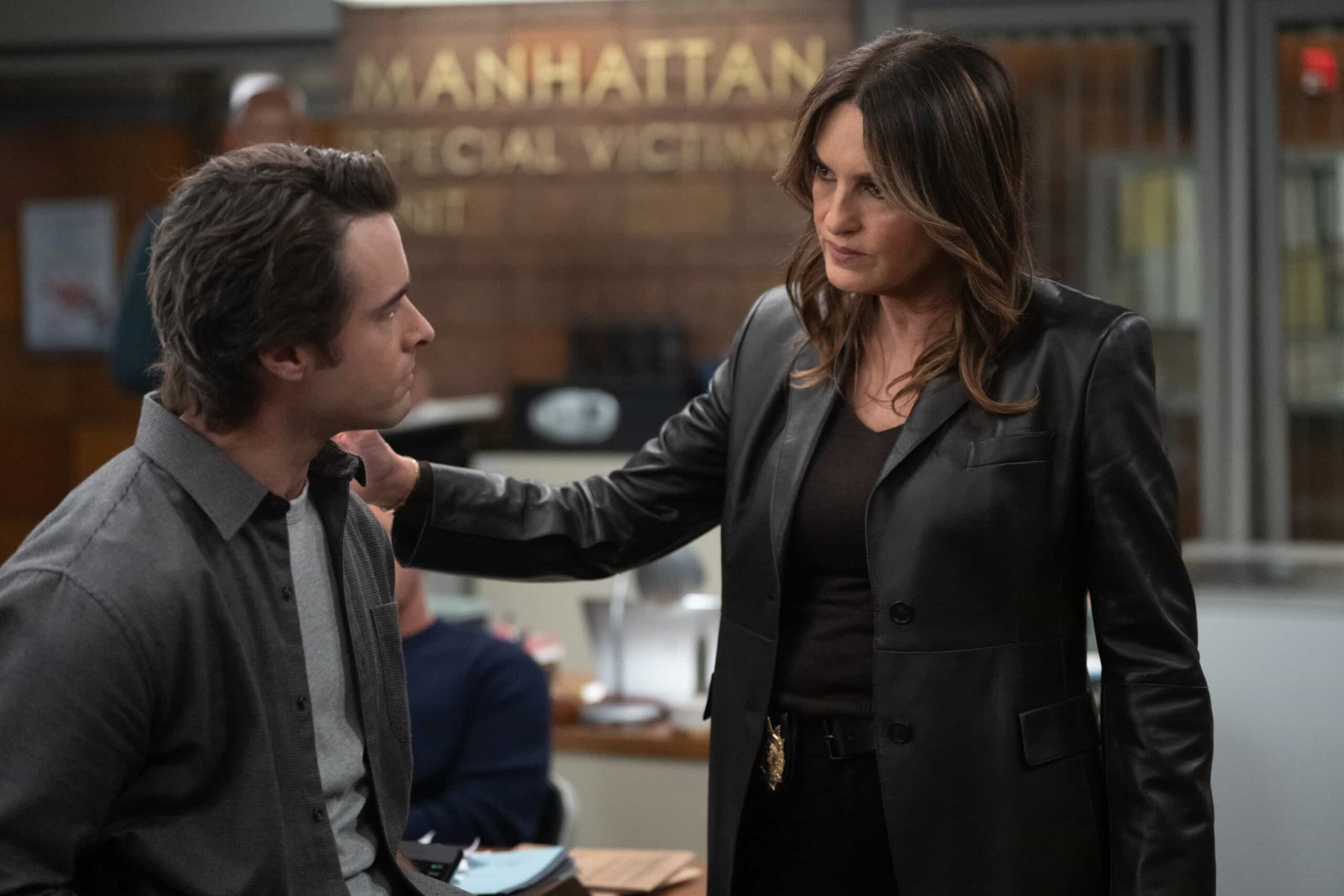 LAW & ORDER: SPECIAL VICTIMS UNIT -- "Showdown" Episode 27008 -- Pictured: (l-r) Corey Cott as Det. Jake Griffin, Mariska Hargitay as Capt. Olivia Benson -- (Photo by: Virginia Sherwood/NBC)