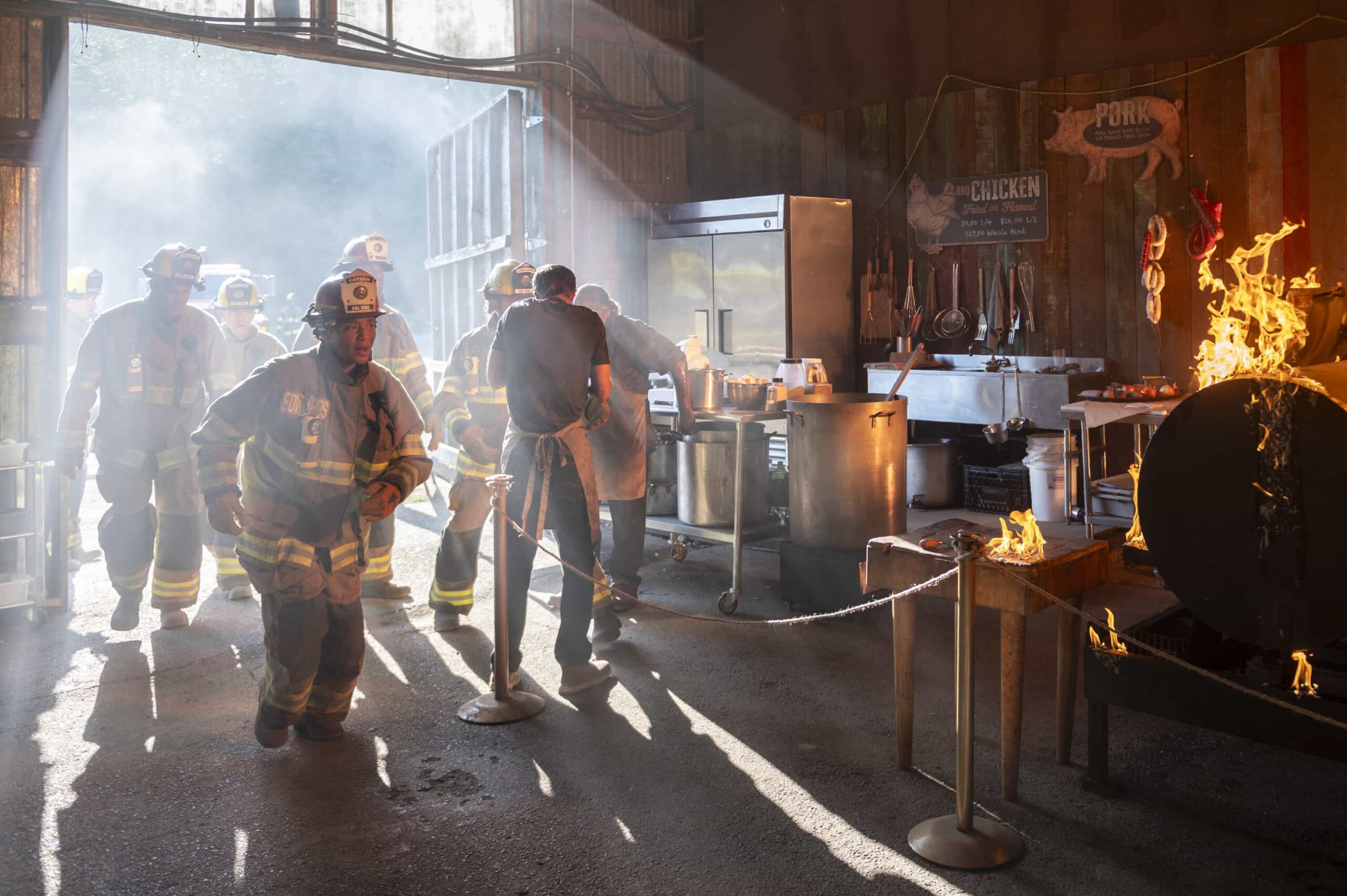 Fire Country Season 4 Episode 6 “Your Voice in My Head” – Station 42 responds to a dangerous fire at a beloved local smokehouse where Jake is forced to confront memories of his late father and the place they once shared, on FIRE COUNTRY, Friday, Nov. 21 (9:00-10:00 PM, ET/PT) on the CBS Television Network, and streaming on Paramount+ (live and on-demand for Paramount+ Premium plan subscribers, or on-demand for Paramount+ Essential subscribers the day after the episode airs). Pictured: Jules Latimer as Eve Edwards. Photo: Sergei Bachlakov/CBS ©2025 CBS Broadcasting, Inc. All Rights Reserved.