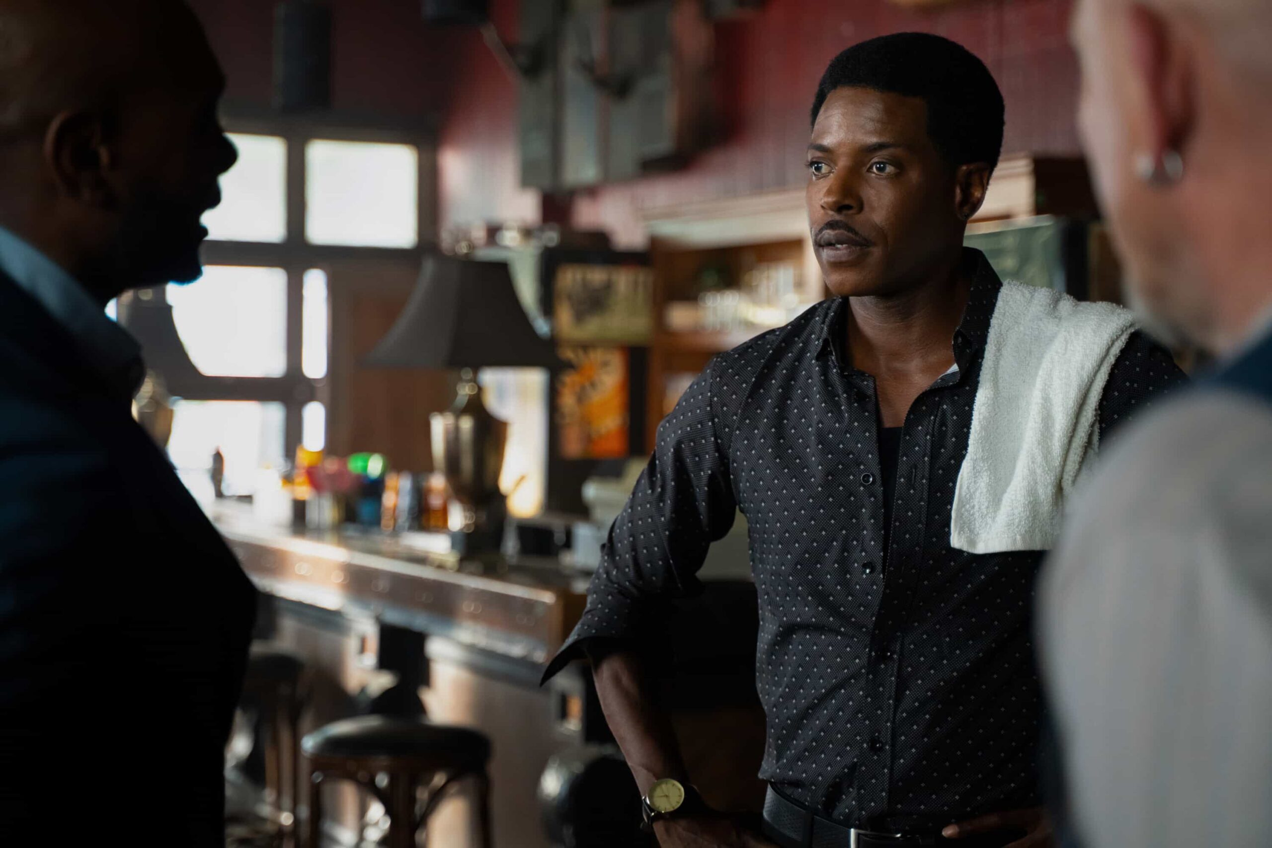 “Giant Steps” - Watson’s father, Hamish, visits UHOP to introduce Watson and the fellows to his protégé, Annabelle, a saxophone prodigy with musically induced black outs. As Annabelle’s condition worsens, Watson must confront his long-standing tensions with his father in order to save her, on the CBS Original series WATSON, Monday, Nov. 24 (10:00-11:00 PM, ET/PT) on the CBS Television Network, and streaming on Paramount+* (live and on-demand for Paramount+ Premium plan subscribers, or on-demand for Paramount+ Essential subscribers the day after the episode airs).    Pictured: Morris Chestnut as Dr. John Watson, Shane Dean as Earnest “Ernie” Hines, and Ritchie Coster as Shinwell Johnson  Photo: Colin Bentley/CBS ©2025 CBS Broadcasting, Inc. All Rights Reserved.