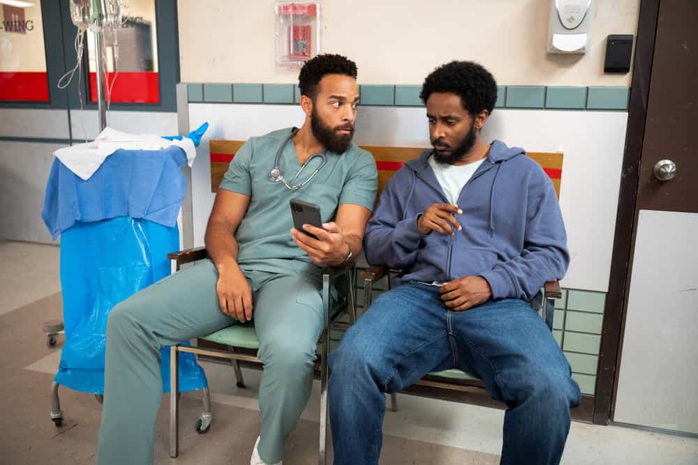 BRILLIANT MINDS -- "Fire Fighter" Episode 209 -- Pictured: (l-r) John Clarence Stewart as Dr. Anthony Thorne, Nabil Rajo as Sam Mapesbury -- (Photo by: Pief Weyman/NBC)