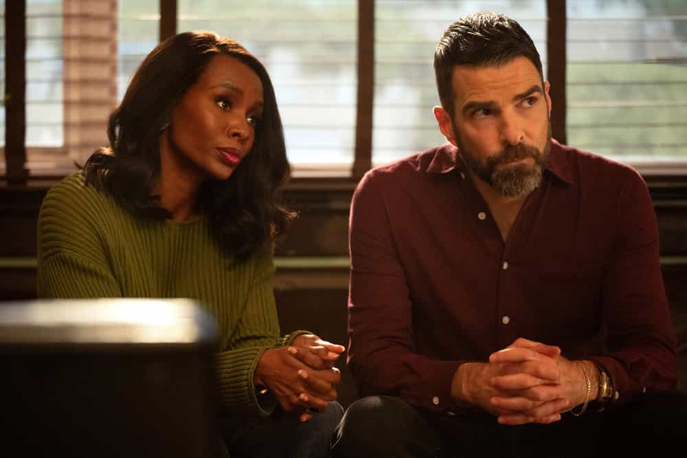 Brilliant Minds Season 2 Episode 9 -- "Fire Fighter" Episode 209 -- Pictured: (l-r) Tamberla Perry as Dr. Carol Pierce, Zachary Quinto as Dr. Oliver Wolf -- (Photo by: Pief Weyman/NBC)