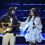 The Voice Season 28 Episode 14 -- "The Knockouts Part 5" Episode 2814 -- Pictured: (l-r) Dustin Dale Gaspard, Kirbi -- (Photo by: Griffin Nagel/NBC)