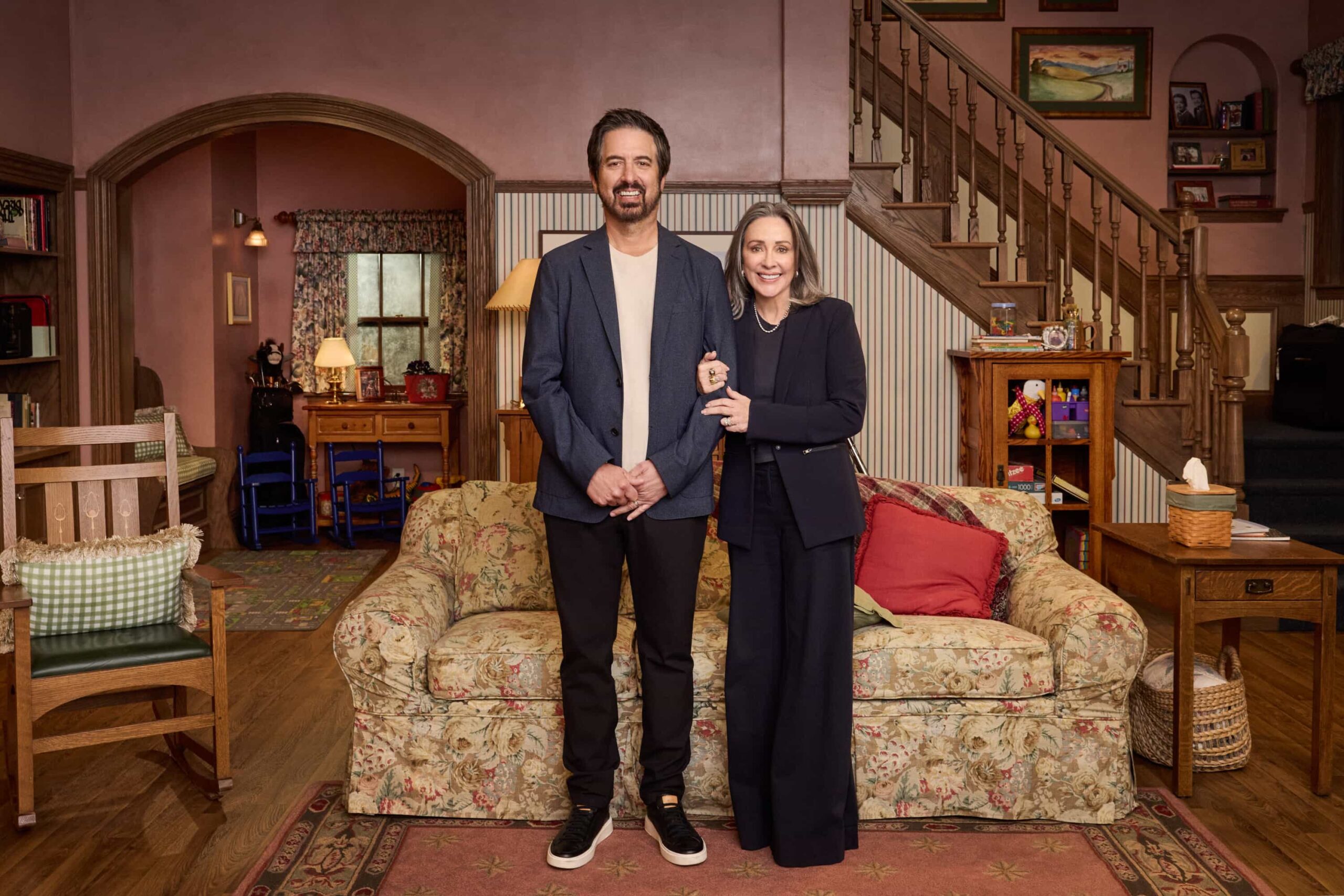 CBS Presents EVERYBODY LOVES RAYMOND: 30TH ANNIVERSARY REUNION, scheduled to air Monday, Nov. 24 (8:00-9:30 PM, ET/PT) on the CBS Television Network and Paramount+.  Pictured (L-R): Ray Romano and Patricia Heaton. Photo: Sonja Flemming/CBS ©2025 CBS Broadcasting, Inc. All Rights Reserved.