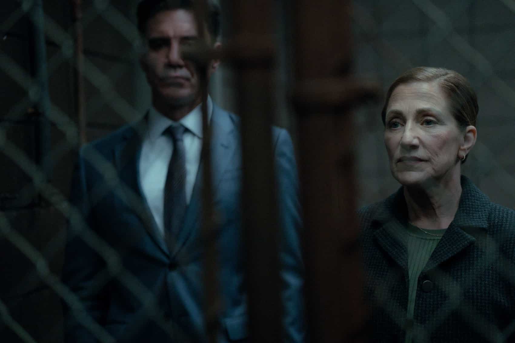 Mayor of Kingstown Season 4 Episode 6 - L-R: Clayton Cardenas as Torres and Edie Falco as Nina Hobbs in Mayor of Kingstown episode 6, season 4, streaming on Paramount+, 2025. Credit: Dennis P. Mong Jr./Paramount+ ©2025 Viacom International Inc. All Rights Reserved. Mayor of Kingstown and all related titles, logos and characters are trademarks of Viacom International Inc.