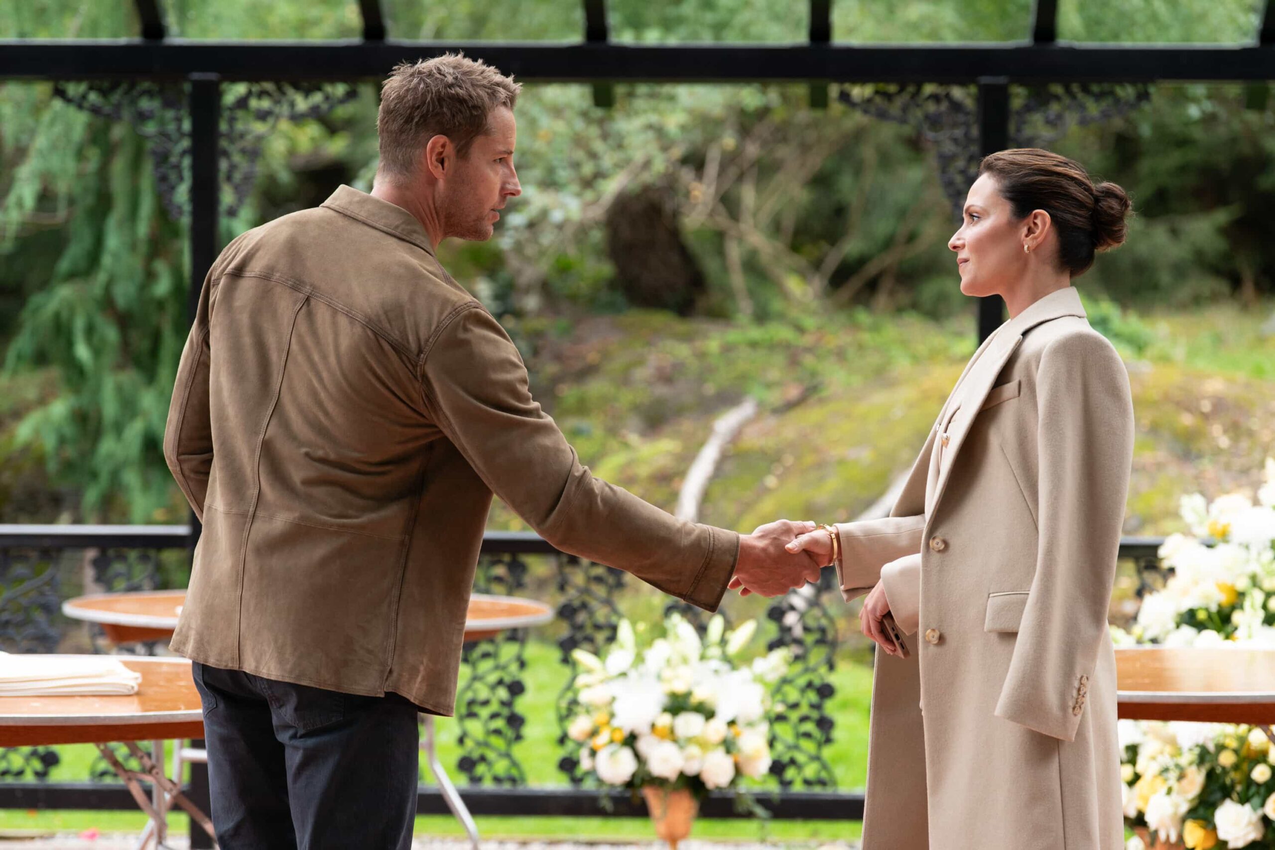 “Eat the Rich” – When chasing down leads about his father’s past, Colter meets a man desperate to find his daughter who vanished while working a courier route. As Colter retraces his steps, he’s pulled into an orbit of a wealthy family and their ruthless fixer, who will stop at nothing to keep their secrets buried, Sunday, Nov. 30 (8:30-9:30 PM, ET/8:00-9:00 PM, PT) on the CBS Television Network, and streaming on Paramount+ (live and on-demand for Paramount+ Premium plan subscribers, or on-demand for Paramount+ Essential subscribers the day after the episode airs)*. Pictured: Justin Hartley as Colter Shaw and Italia Ricci as MC. Photo: Darko Sikman/CBS ©2025 CBS Broadcasting, Inc. All Rights Reserved.