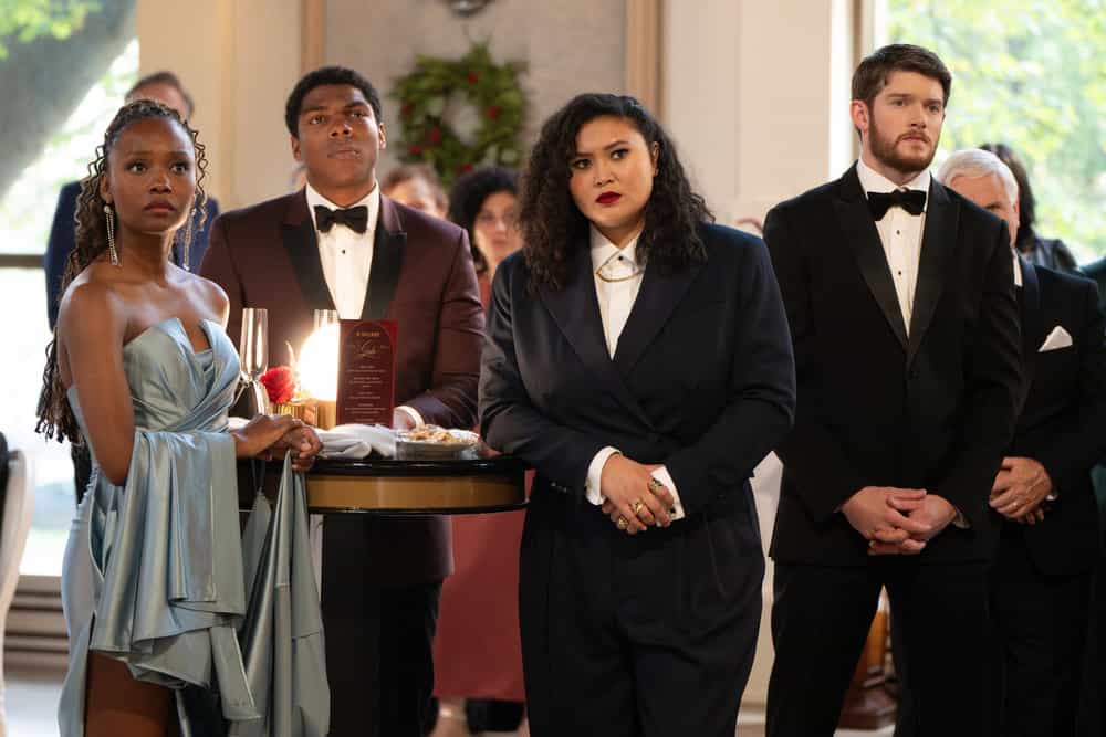 BRILLIANT MINDS -- "The Resident" Episode 210 -- Pictured: (l-r) Ashleigh LaThrop as Dr. Ericka Kinney, Spence Moore II as Dr. Jacob Nash, Aury Krebs as Dr. Dana Dang, Alex MacNicoll as Dr. Van Markus -- (Photo by: Pief Weyman/NBC)