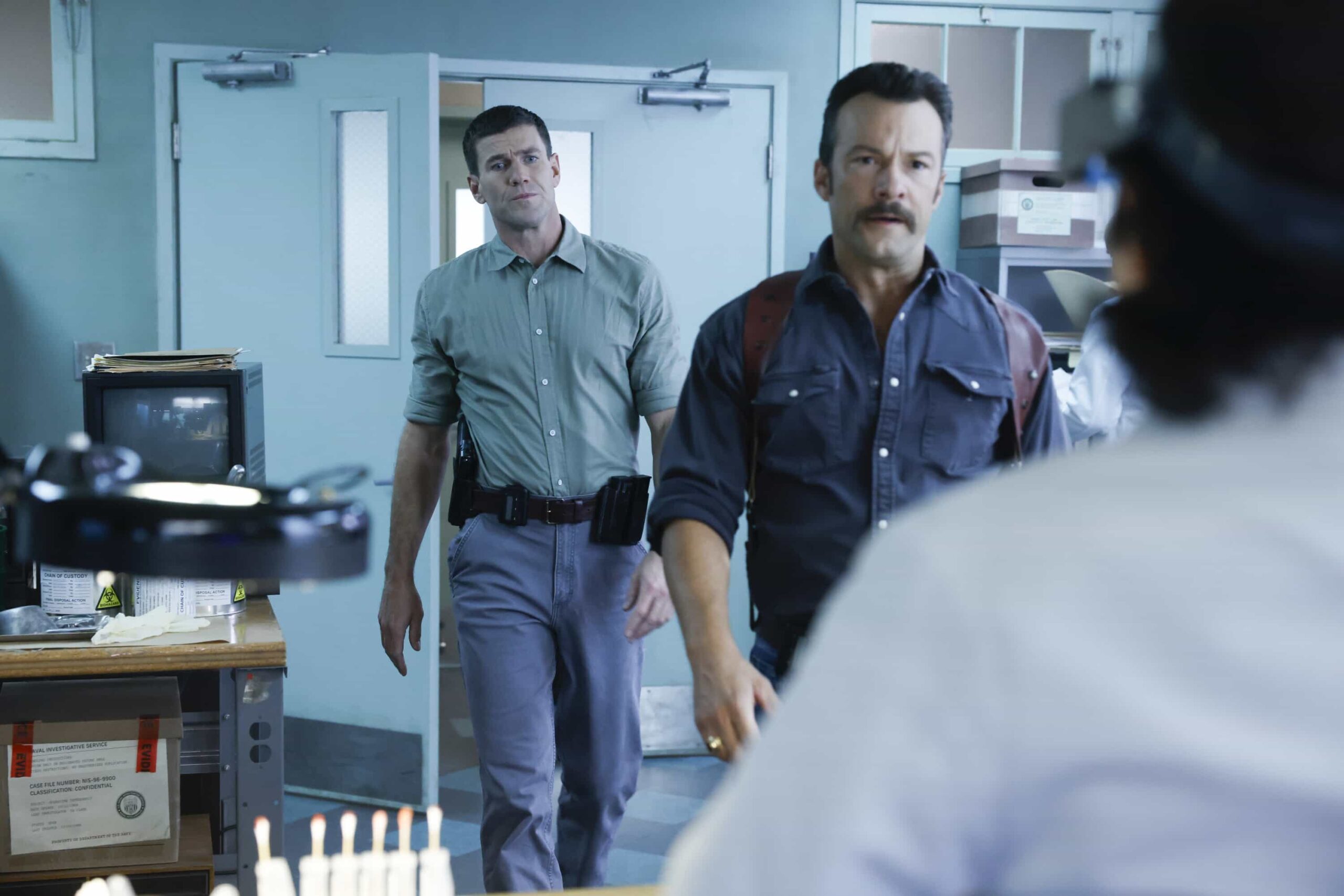 “Crazy Little Thing Called Love” – The team investigates the murder of a Marine who had recently been handpicked for a classified mission. Also, Wheeler’s personal life is upended, Lala is thrown by unexpected news from Vera, and Gibbs and Diane double-date with Randy and his wife, on NCIS: ORIGINS, Tuesday, Dec. 2 (9:00-10:00 PM, ET/PT) on the CBS Television Network, and streaming on Paramount+ (live and on demand for Paramount+ Premium plan subscribers, or on demand for Paramount+ Essential subscribers the day after the episode airs)*.  Pictured L to R: Austin Stowell as Leroy Jethro Gibbs and Kyle Schmid as Mike Franks.  Photo: Sonja Flemming/CBS ©2025 CBS Broadcasting, Inc. All Rights Reserved.