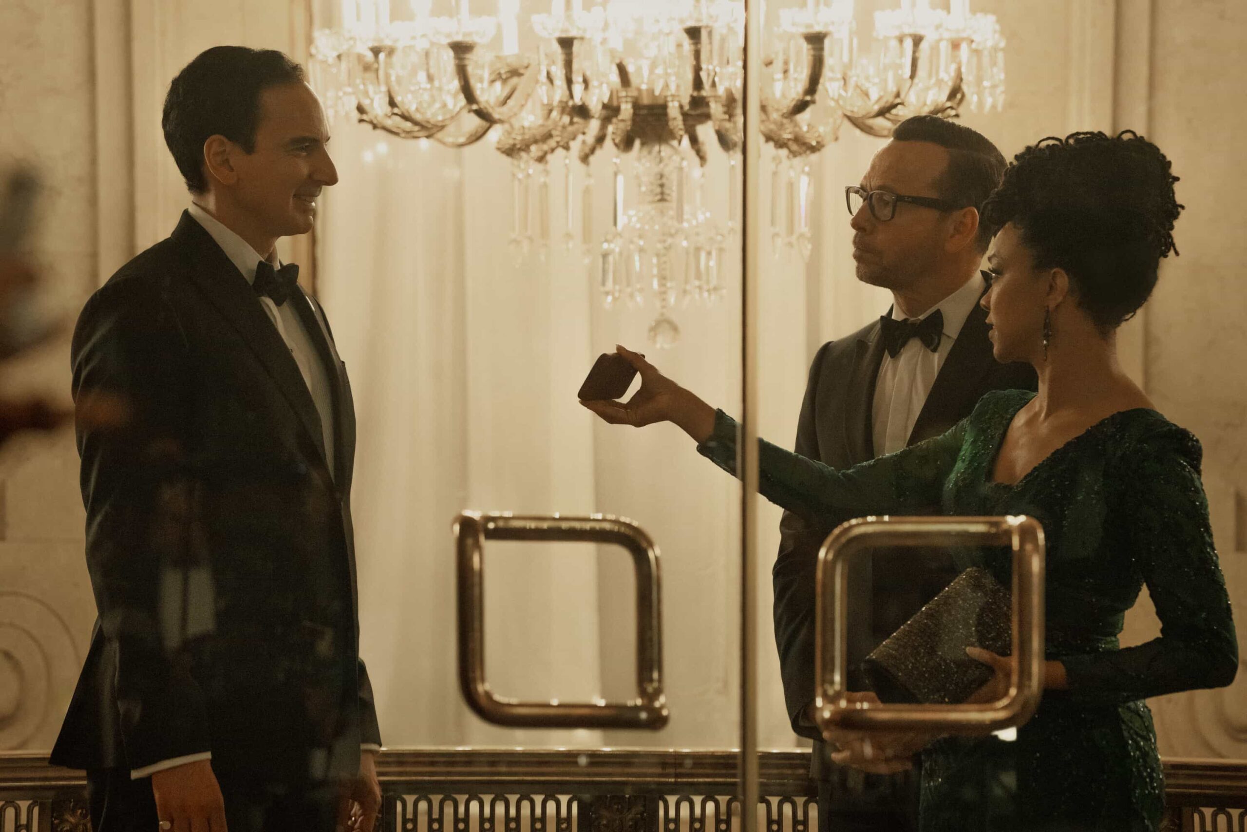 “Baggage Claim” – Lena’s pursuit of justice forces Danny into an unexpected role reversal, while Sarah faces a personal dilemma that tests her resolve. Meanwhile, Mae contends with political pressure, and Sean and Jonah uncover more than they anticipated during a routine case, on the CBS Original series BOSTON BLUE,  Friday, Dec. 5 (10:00-11:00 PM, ET/PT) on the CBS Television Network, and streaming on Paramount+ (live and on-demand for Paramount+ Premium plan subscribers, or on-demand for Paramount+ Essential subscribers the day after the episode airs)*.   Pictured (L-R): Gabriel Burrafato as Senator Lowell, Sonequa Martin-Green as Lena Silver and Donnie Wahlberg as Danny Reagan  Photo: Michael Gibson/CBS ©2025 CBS Broadcasting, Inc. All Rights Reserved.