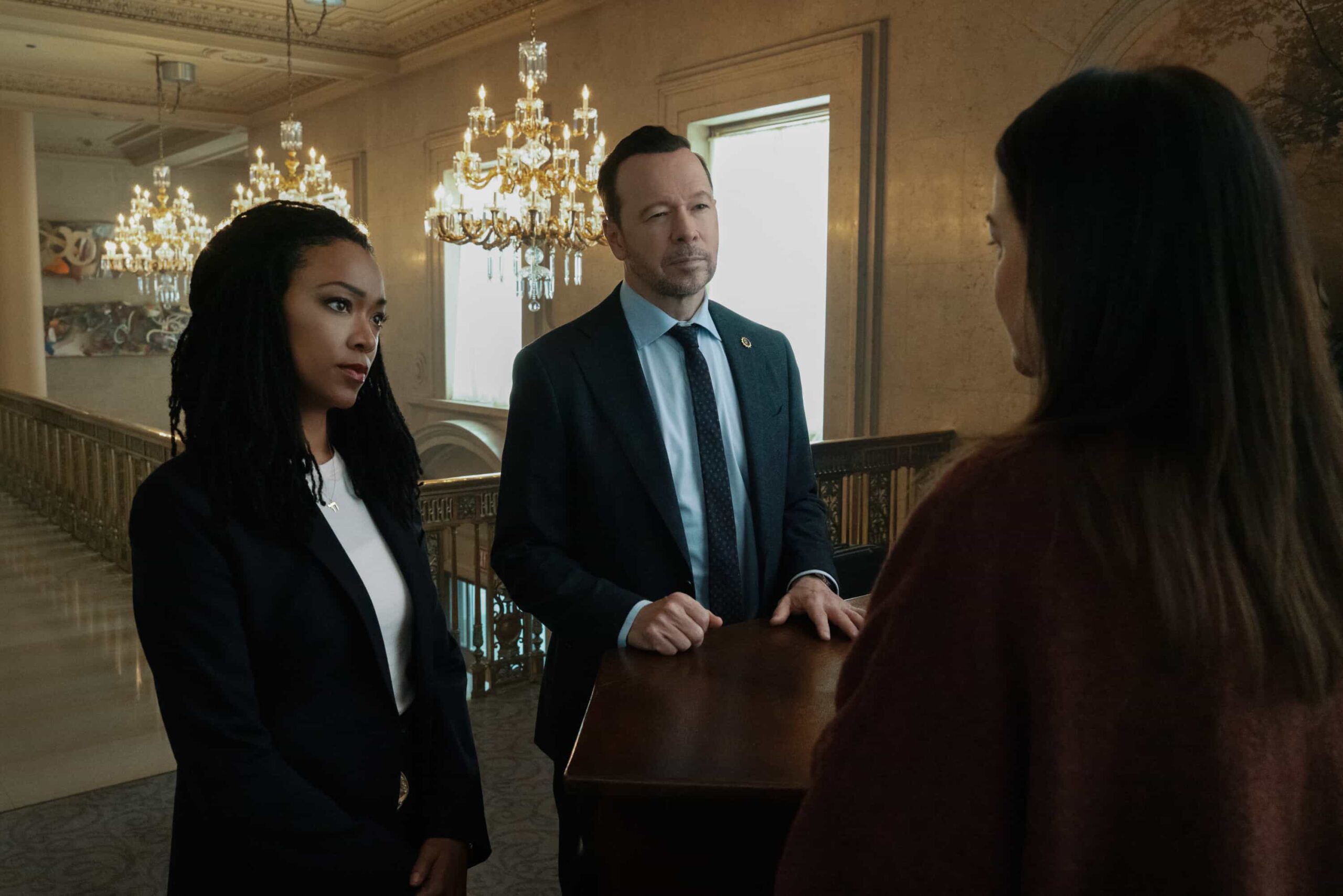 Boston Blue Season 1 Episode 7 “Baggage Claim” – Lena’s pursuit of justice forces Danny into an unexpected role reversal, while Sarah faces a personal dilemma that tests her resolve. Meanwhile, Mae contends with political pressure, and Sean and Jonah uncover more than they anticipated during a routine case, on the CBS Original series BOSTON BLUE,  Friday, Dec. 5 (10:00-11:00 PM, ET/PT) on the CBS Television Network, and streaming on Paramount+ (live and on-demand for Paramount+ Premium plan subscribers, or on-demand for Paramount+ Essential subscribers the day after the episode airs)*.  Pictured (L-R): Sonequa Martin-Green as Lena Silver and Donnie Wahlberg as Danny Reagan  Photo: Michael Gibson/CBS ©2025 CBS Broadcasting, Inc. All Rights Reserved.