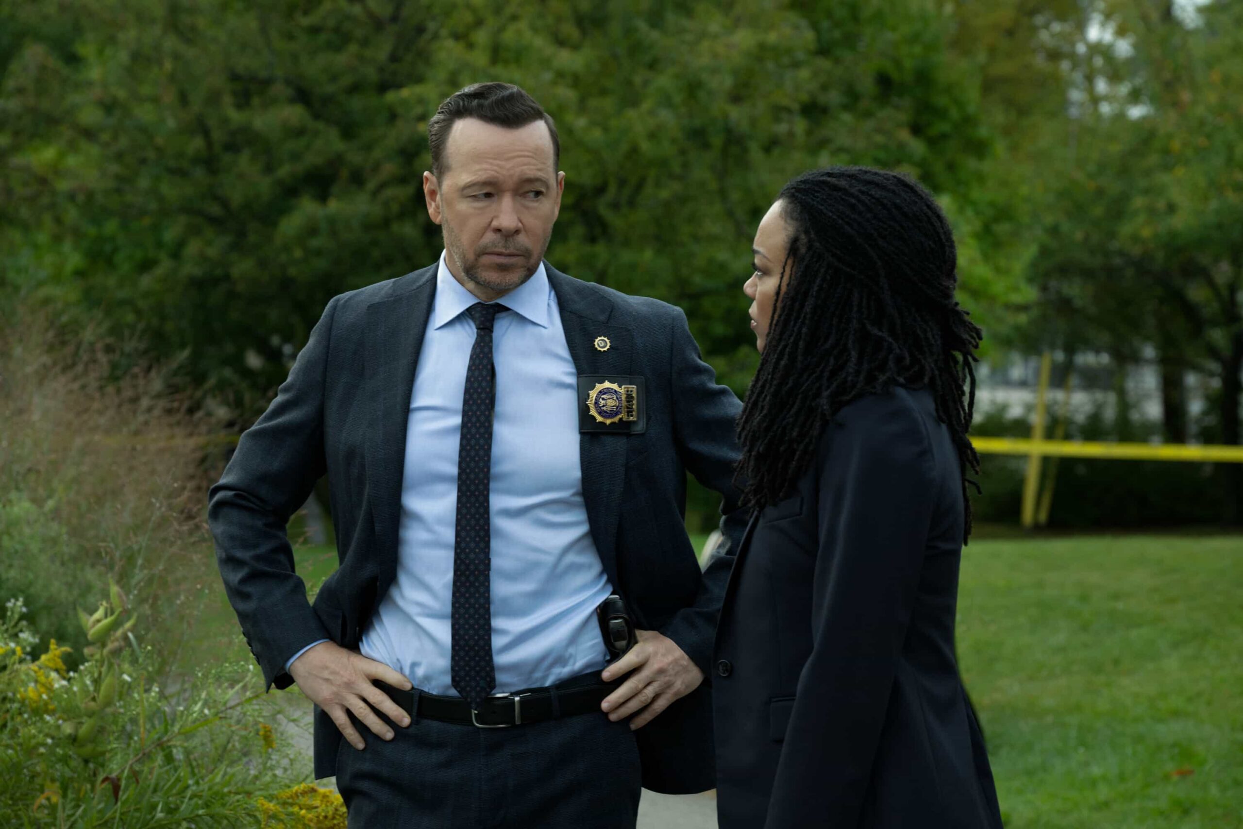 Boston Blue Season 1 Episode 7 “Baggage Claim” – Lena’s pursuit of justice forces Danny into an unexpected role reversal, while Sarah faces a personal dilemma that tests her resolve. Meanwhile, Mae contends with political pressure, and Sean and Jonah uncover more than they anticipated during a routine case, on the CBS Original series BOSTON BLUE,  Friday, Dec. 5 (10:00-11:00 PM, ET/PT) on the CBS Television Network, and streaming on Paramount+ (live and on-demand for Paramount+ Premium plan subscribers, or on-demand for Paramount+ Essential subscribers the day after the episode airs)*. Pictured (L-R): Donnie Wahlberg as Danny Reagan and Sonequa Martin-Green as Lena Silver  Photo: Christos Kalohoridis/CBS ©2025 CBS Broadcasting, Inc. All Rights Reserved.