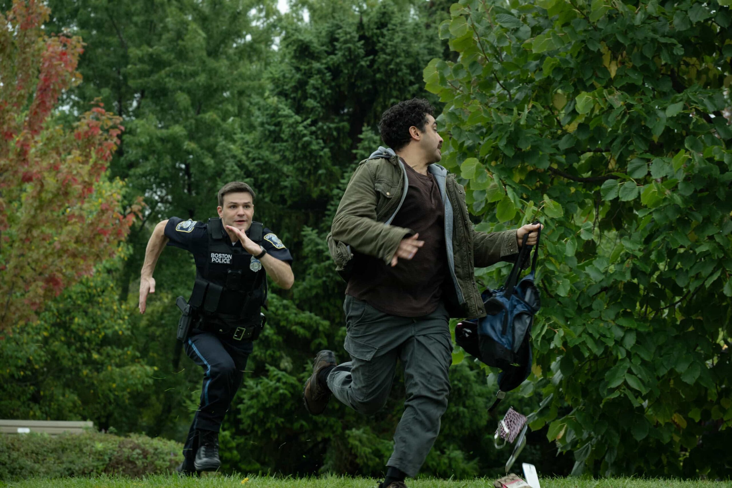 “Baggage Claim” – Lena’s pursuit of justice forces Danny into an unexpected role reversal, while Sarah faces a personal dilemma that tests her resolve. Meanwhile, Mae contends with political pressure, and Sean and Jonah uncover more than they anticipated during a routine case, on the CBS Original series BOSTON BLUE,  Friday, Dec. 5 (10:00-11:00 PM, ET/PT) on the CBS Television Network, and streaming on Paramount+ (live and on-demand for Paramount+ Premium plan subscribers, or on-demand for Paramount+ Essential subscribers the day after the episode airs)*.   Pictured (L-R): Mika Amonsen as Sean Reagan and E.J. Bonilla as Eddie C.   Photo: Christos Kalohoridis/CBS ©2025 CBS Broadcasting, Inc. All Rights Reserved.