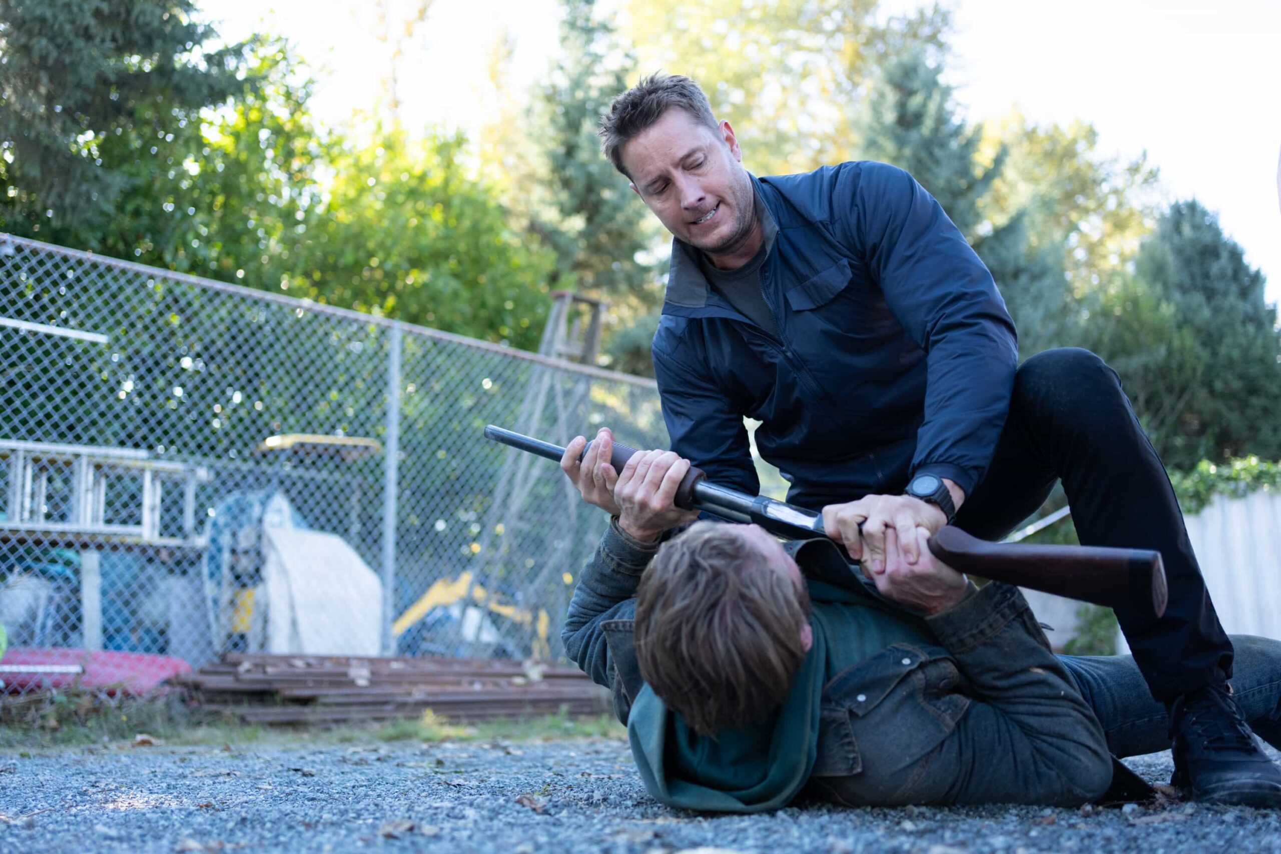 “Eurydice” – When a grieving mother becomes the prime suspect in her missing daughter’s murder, Colter sets out to find the true culprit and prove her innocence, Sunday, Dec. 7 (8:00-9:00 PM, ET/PT) on the CBS Television Network, and streaming on Paramount+ (live and on-demand for Paramount+ Premium plan subscribers, or on-demand for Paramount+ Essential subscribers the day after the episode airs)*. Pictured: Justin Hartley as Colter Shaw and Brett Zimmerman as Trevor Flint. Photo: Darko Sikman/CBS ©2025 CBS Broadcasting, Inc. All Rights Reserved.