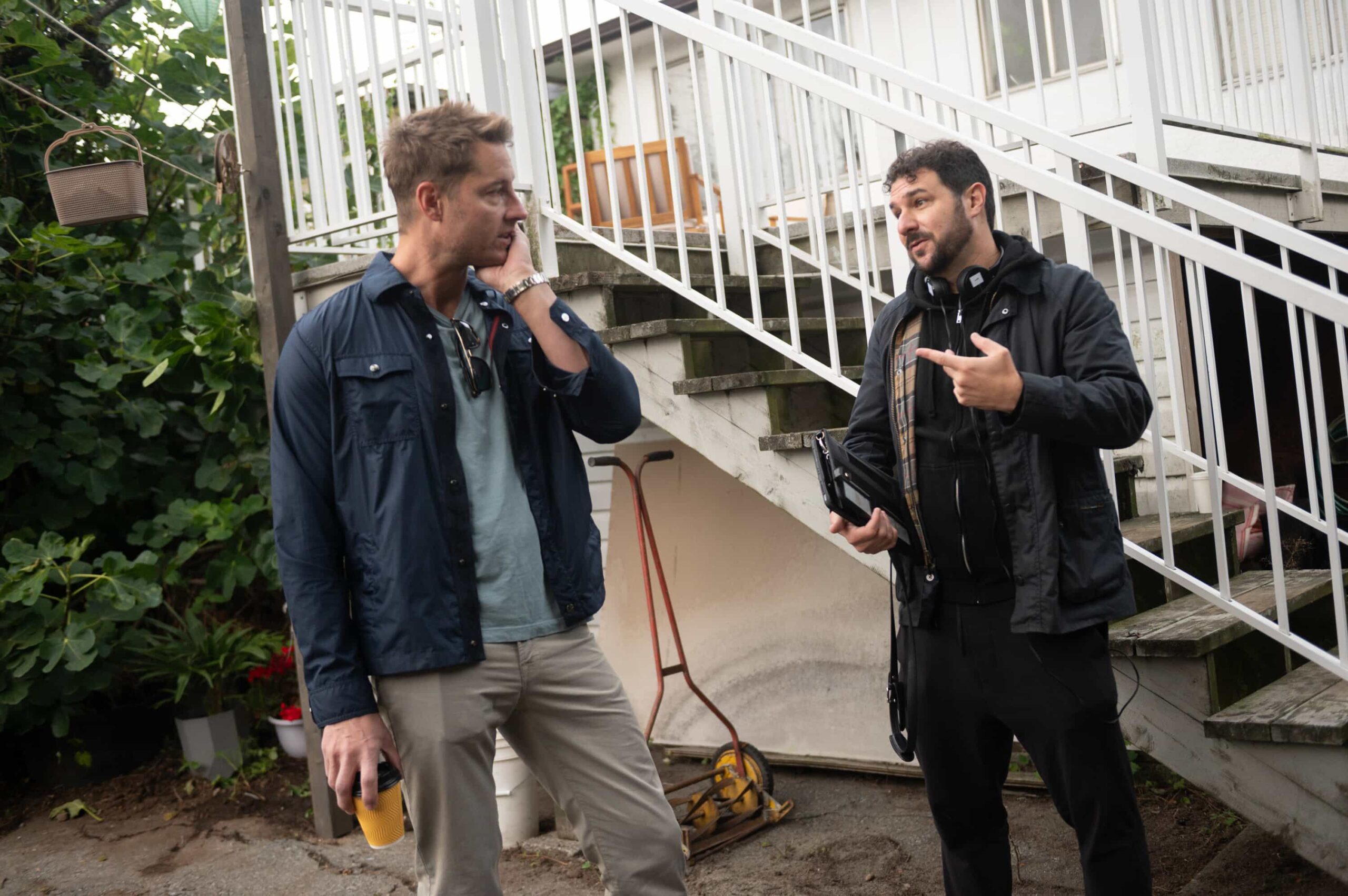 “Eurydice” BTS – When a grieving mother becomes the prime suspect in her missing daughter’s murder, Colter sets out to find the true culprit and prove her innocence, Sunday, Dec. 7 (8:00-9:00 PM, ET/PT) on the CBS Television Network, and streaming on Paramount+ (live and on-demand for Paramount+ Premium plan subscribers, or on-demand for Paramount+ Essential subscribers the day after the episode airs)*. Pictured: Justin Hartley as Colter Shaw and Director Joel Novoa. Photo: Sergei Bachlakov/CBS ©2025 CBS Broadcasting, Inc. All Rights Reserved.