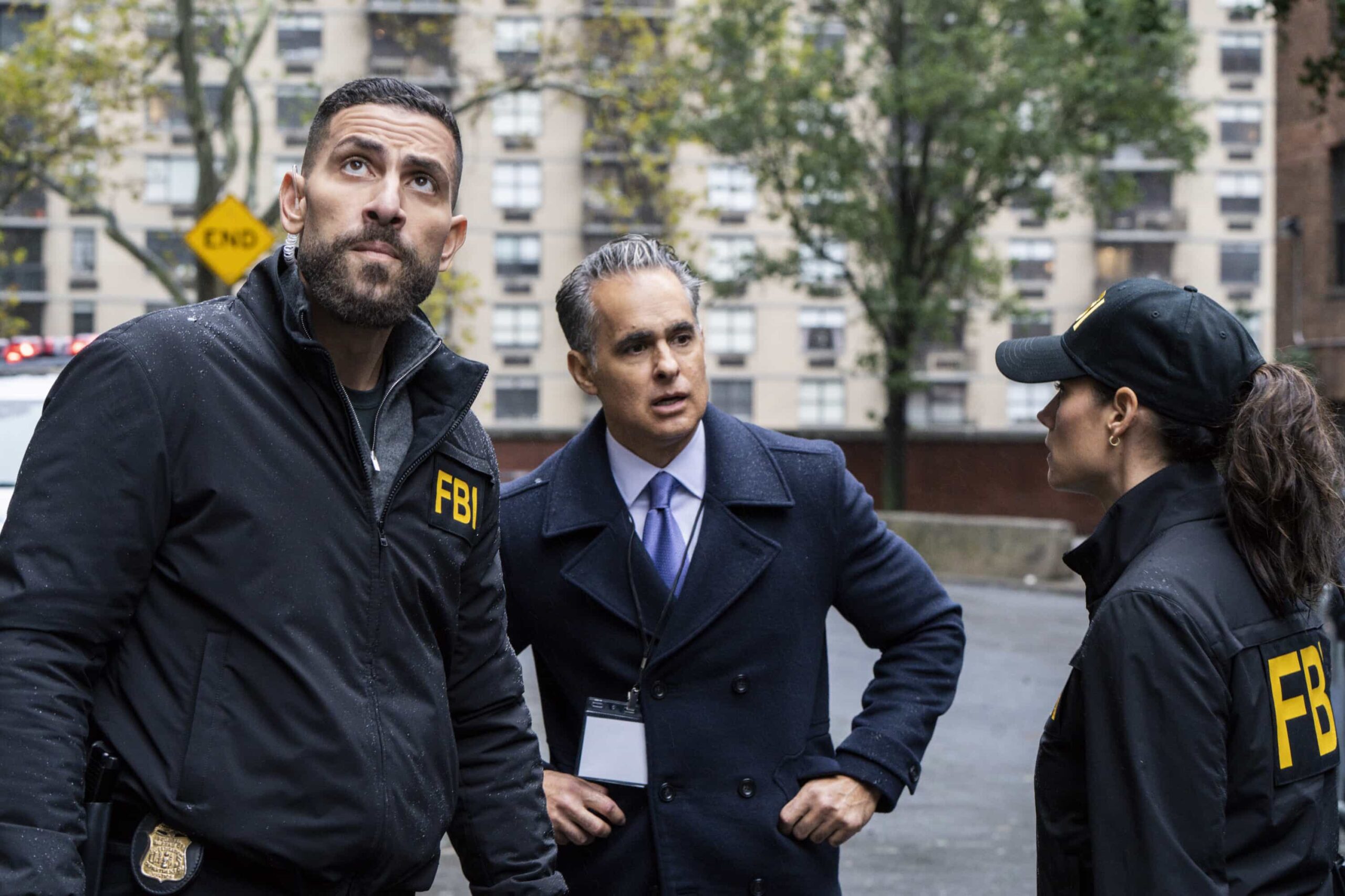 FBI Season 8 Episode 8 “Ratlined” – When a journalist is shot while interviewing a prime minister, all fingers point to an assassination attempt, but the team uncovers a deeper conspiracy after the assassin is also targeted. Meanwhile, OA struggles to let Gemma in on the dangers of his job, on FBI, Monday, Dec. 8 (9:00-10:00 PM, ET/PT) on the CBS Television Network, and streaming on Paramount+ (live and on-demand for Paramount+ Premium plan subscribers, or on-demand for Paramount+ Essential subscribers the day after the episode airs). Pictured (L-R): Zeeko Zaki as Special Agent Omar Adom ‘OA’ Zidan and Jeffrey Cusumano as David Gutman. Photo: Bennett Raglin/CBS ©2025 CBS Broadcasting, Inc. All Rights Reserved.