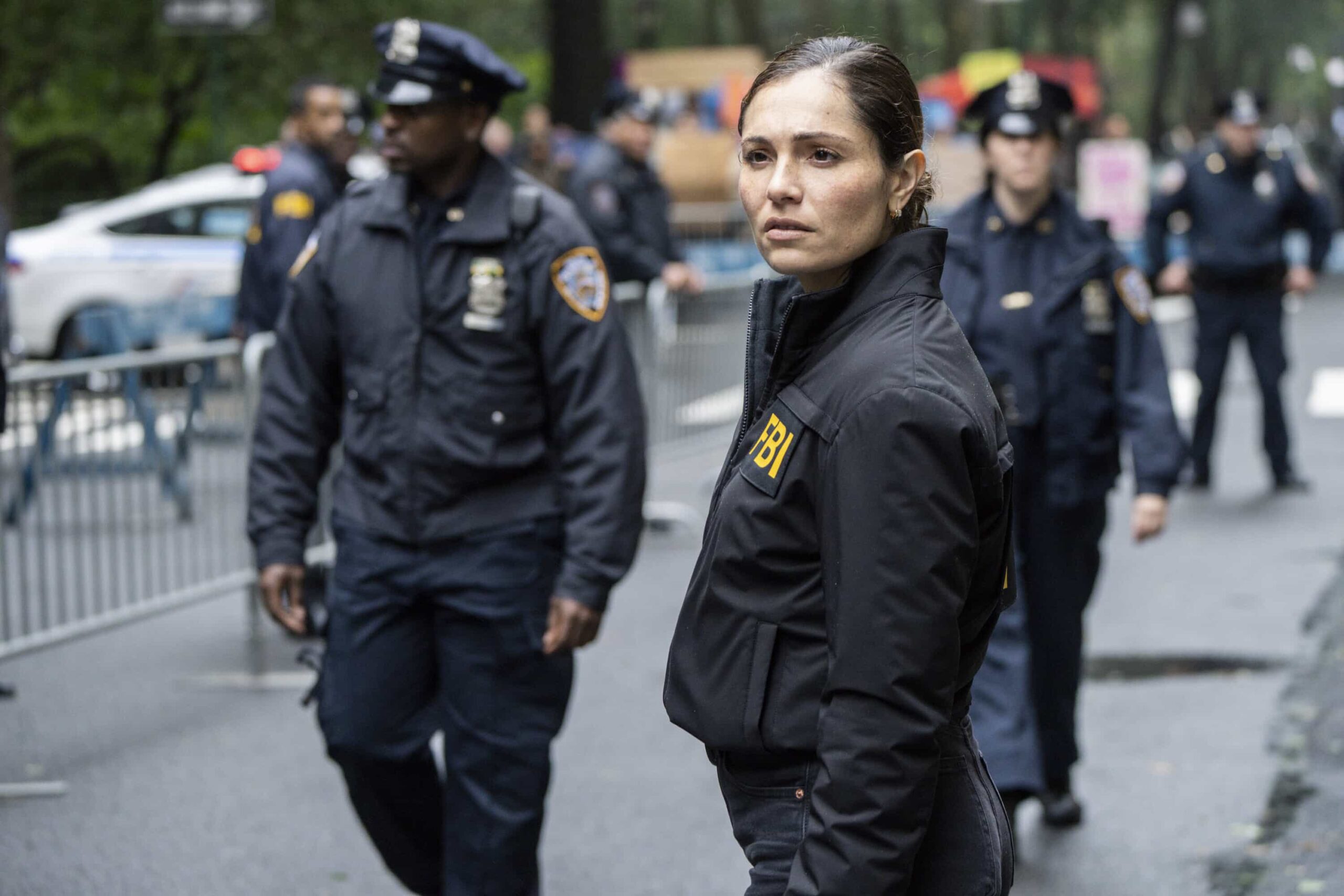 FBI Season 8 Episode 8 “Ratlined” – When a journalist is shot while interviewing a prime minister, all fingers point to an assassination attempt, but the team uncovers a deeper conspiracy after the assassin is also targeted. Meanwhile, OA struggles to let Gemma in on the dangers of his job, on FBI, Monday, Dec. 8 (9:00-10:00 PM, ET/PT) on the CBS Television Network, and streaming on Paramount+ (live and on-demand for Paramount+ Premium plan subscribers, or on-demand for Paramount+ Essential subscribers the day after the episode airs). Pictured: Juliana Aidén Martinez as Eva Ramos. Photo: Bennett Raglin/CBS ©2025 CBS Broadcasting, Inc. All Rights Reserved.