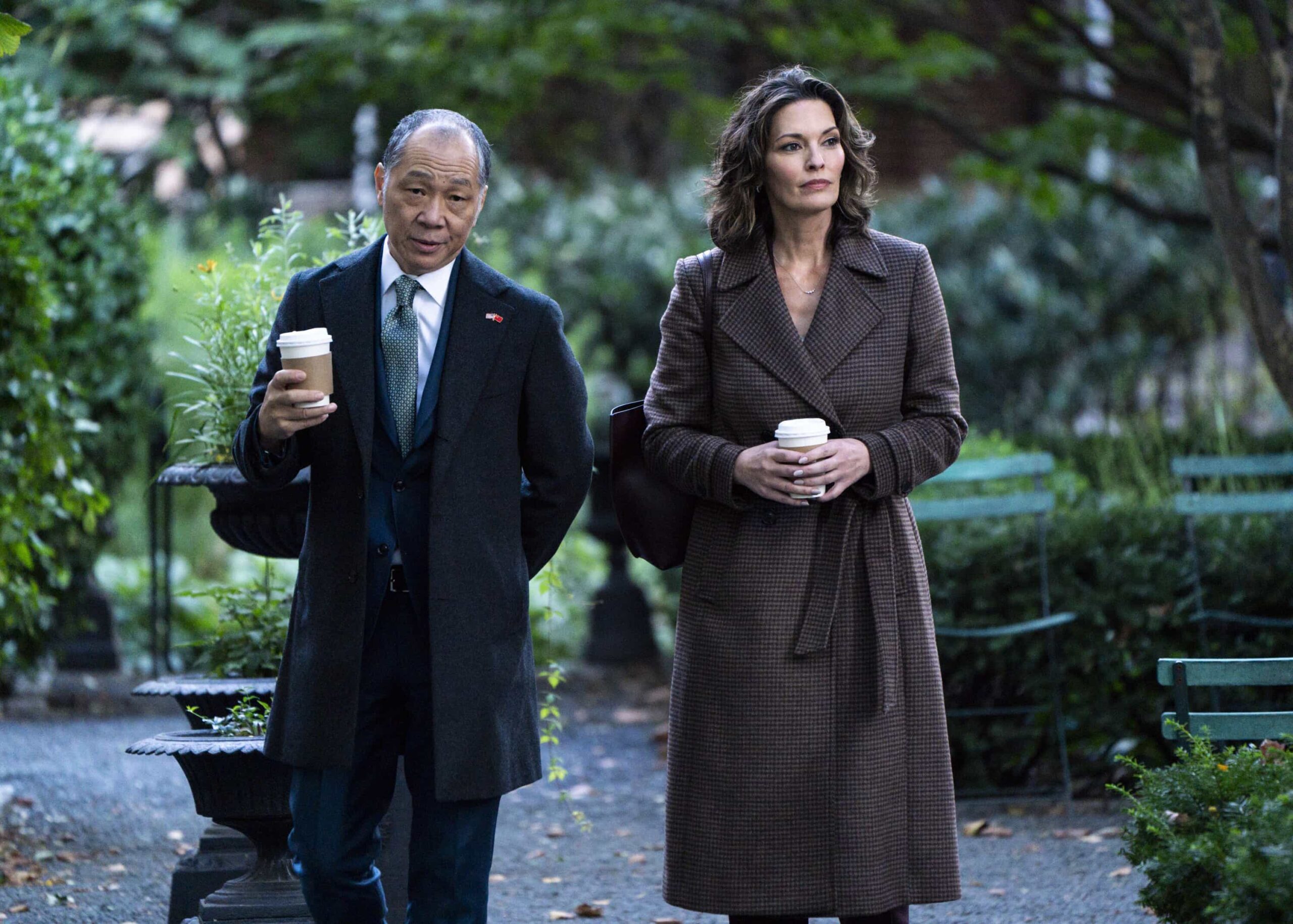 FBI Season 8 Episode 8 “Ratlined” – When a journalist is shot while interviewing a prime minister, all fingers point to an assassination attempt, but the team uncovers a deeper conspiracy after the assassin is also targeted. Meanwhile, OA struggles to let Gemma in on the dangers of his job, on FBI, Monday, Dec. 8 (9:00-10:00 PM, ET/PT) on the CBS Television Network, and streaming on Paramount+ (live and on-demand for Paramount+ Premium plan subscribers, or on-demand for Paramount+ Essential subscribers the day after the episode airs). Pictured (L-R): Perry Yung as Envoy General Chen and Alana De La Garza as Special Agent in Charge Isobel Castille. Photo: Bennett Raglin/CBS ©2025 CBS Broadcasting, Inc. All Rights Reserved.