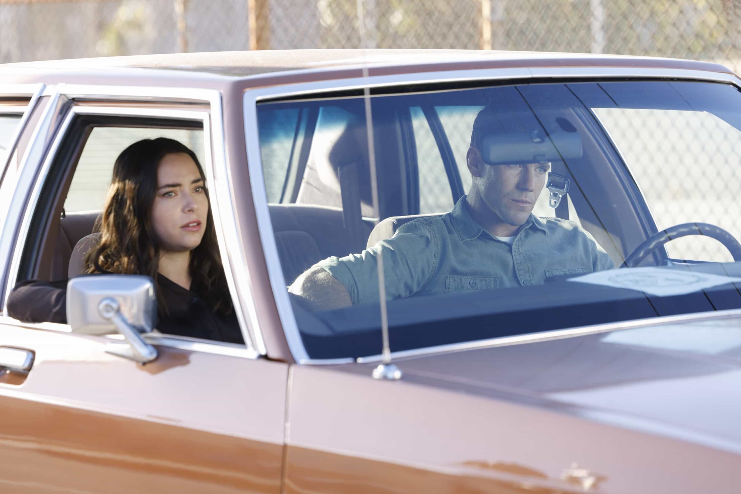 NCIS Origins Season 2 Episode 8 “End of the Road” – When Lala’s favorite CI is shot, the team joins forces with Oceanside PD to determine who was behind the attack. Also, Franks visits his brother Mason (guest star Philip Winchester) at the compound, and Gibbs’ relationship with Diane is tested when she gets a job in Los Angeles, on NCIS: ORIGINS, Tuesday, Dec. 9 (9:00-10:00 PM, ET/PT).  Pictured L to R: Mariel Molino as Cecilia “Lala” Dominguez and Austin Stowell as Leroy Jethro Gibbs.  Photo: Greg Gayne/CBS ©2025 CBS Broadcasting, Inc. All Rights Reserved.