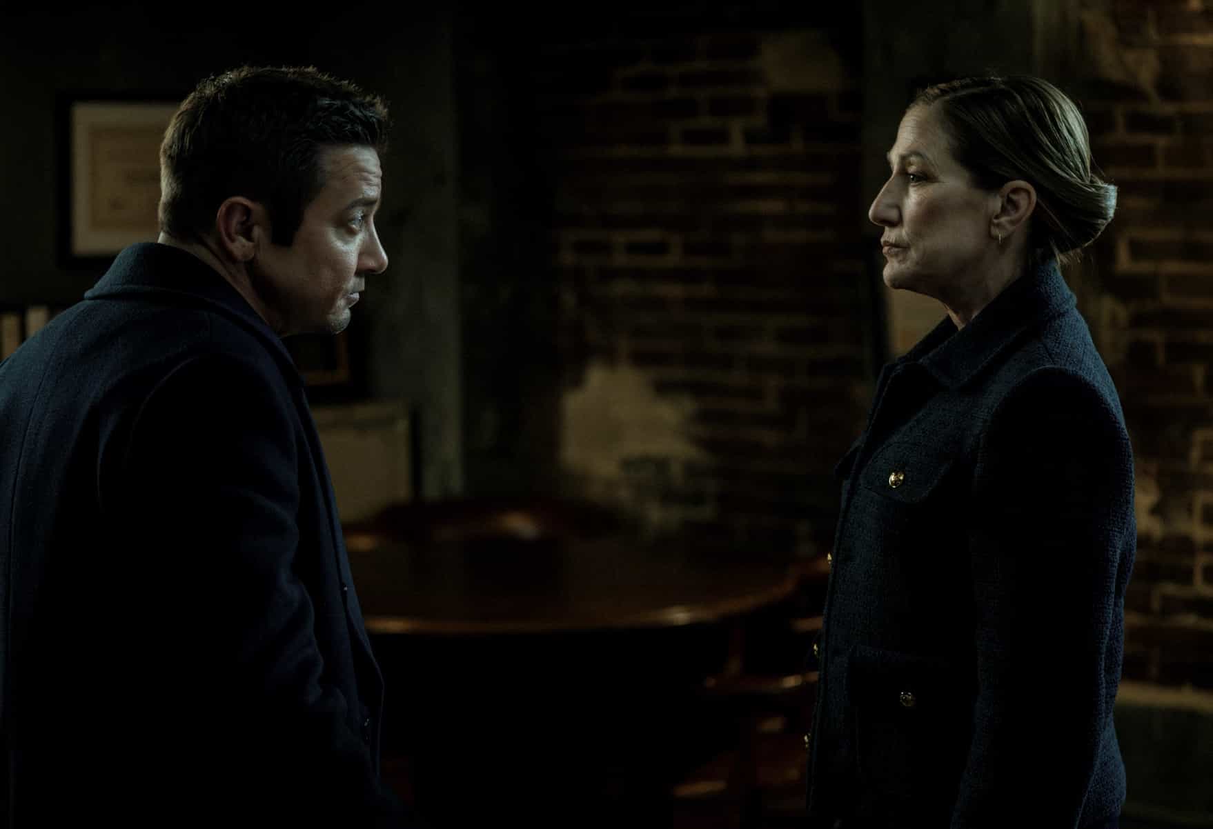 Mayor of Kingstown Season 4 Episode 8 Photos – “Belleville” Mike’s Deadly Trap & Prison Break Chaos 4 Mayor of Kingstown Season 4 Episode 8 - Jeremy Renner as Mike McLusky and Edie Falco as Nina Hobbs in Mayor of Kingstown episode 8, season 4, streaming on Paramount+, 2025. Credit: Jeremy Parsons/Paramount+