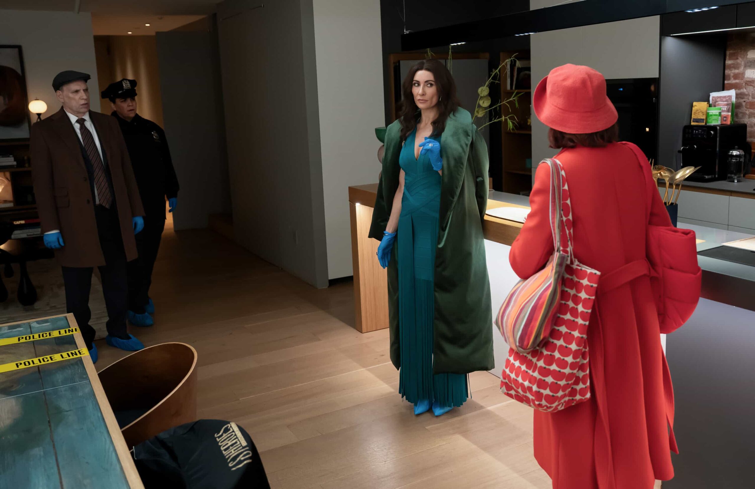 “Glamazons” – A fallen ‘90s supermodel (Jaime Pressly) returns to New York for a reunion and revenge, leading Elsbeth to sort through old grudges and lies to catch a killer. Meanwhile, Officer Hackett takes her turn in the spotlight, on ELSBETH, Thursday, Dec. 11    Pictured (L-R):Daniel Oreskes as Detective Buzz Fleming, Lindsay Mendez as Officer Grace Hackett, Laura Benanti as Nadine Clay, and Carrie Preston as Elsbeth Tascioni  Photo: Michael Parmelee/CBS ©2025 CBS Broadcasting, Inc. All Rights Reserved.