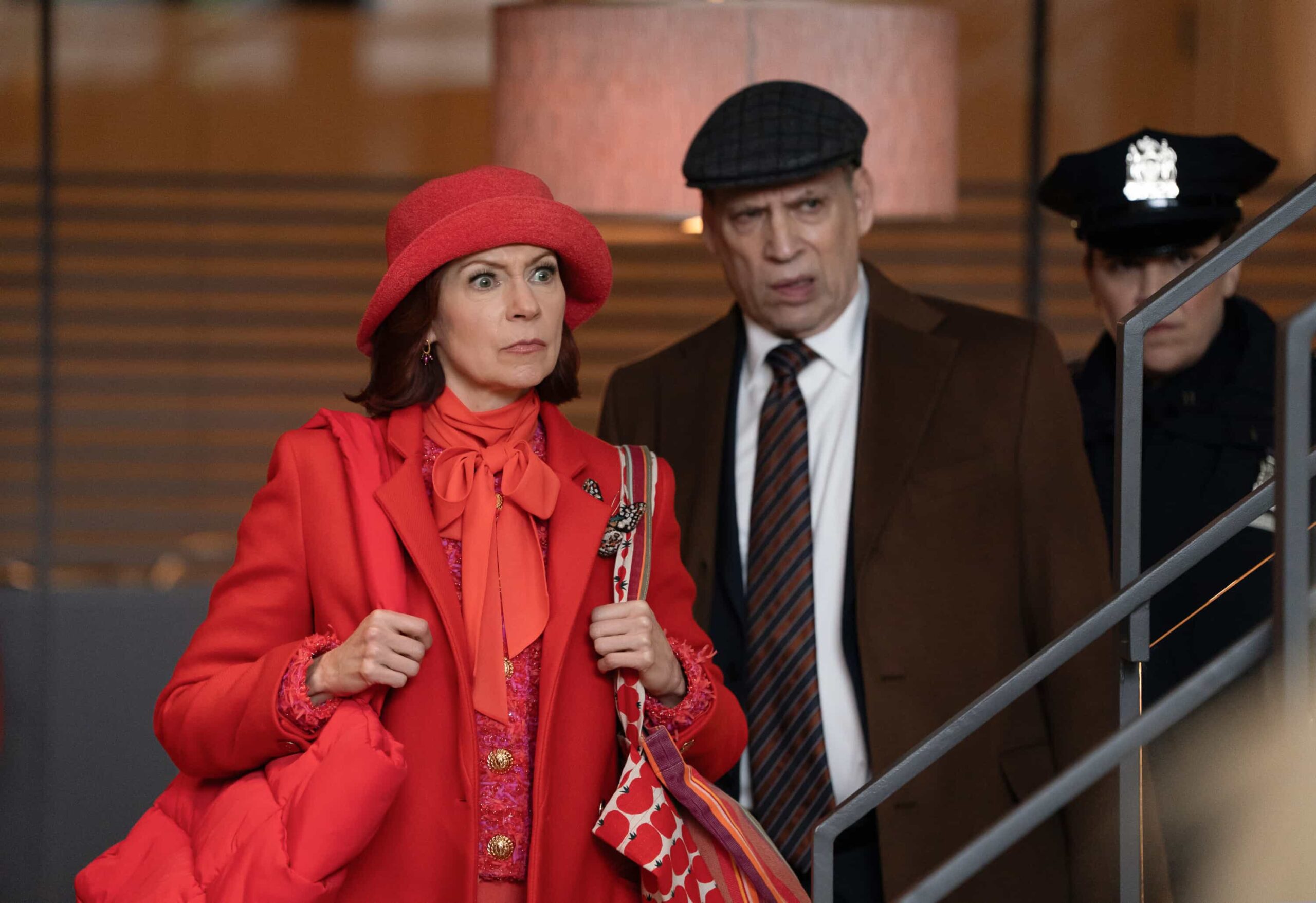 Elsbeth Season 3 Episode 9 “Glamazons” – A fallen ‘90s supermodel (Jaime Pressly) returns to New York for a reunion and revenge, leading Elsbeth to sort through old grudges and lies to catch a killer. Meanwhile, Officer Hackett takes her turn in the spotlight, on ELSBETH, Thursday, Dec. 11    Pictured (L-R): Carrie Preston as Elsbeth Tascioni and Daniel Oreskes as Detective Buzz Fleming    Photo: Michael Parmelee/CBS ©2025 CBS Broadcasting, Inc. All Rights Reserved.