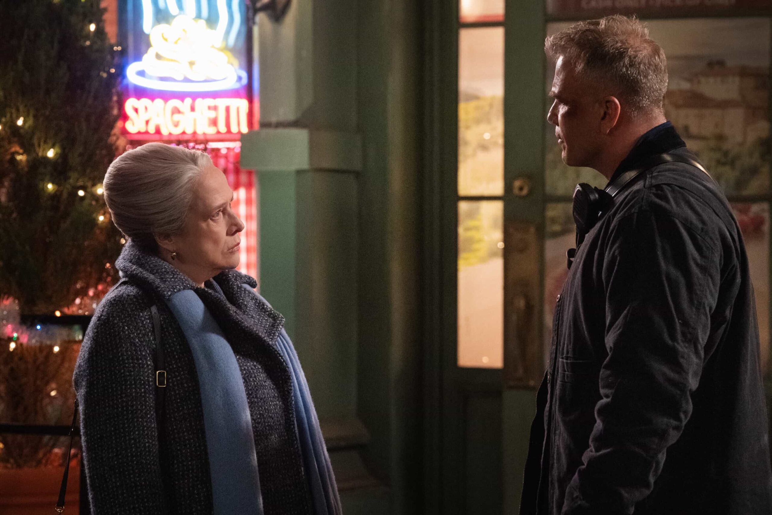 “Call It a Christmas Gift” – With the holidays approaching, the team’s secrets start to come to light while they take on a harassment case involving the city’s fire department. Meanwhile, Matty and Edwin contemplate meeting Joey’s sister, on MATLOCK, Thursday, Dec. 11 (9:00-10:00 PM, ET/PT). Pictured (L-R): Kathy Bates as “Madeline Matlock” and Sean Carrigan as “Phil.”  Photo: Michael Yarish/CBS ©2025 CBS Broadcasting, Inc. All Rights Reserved.