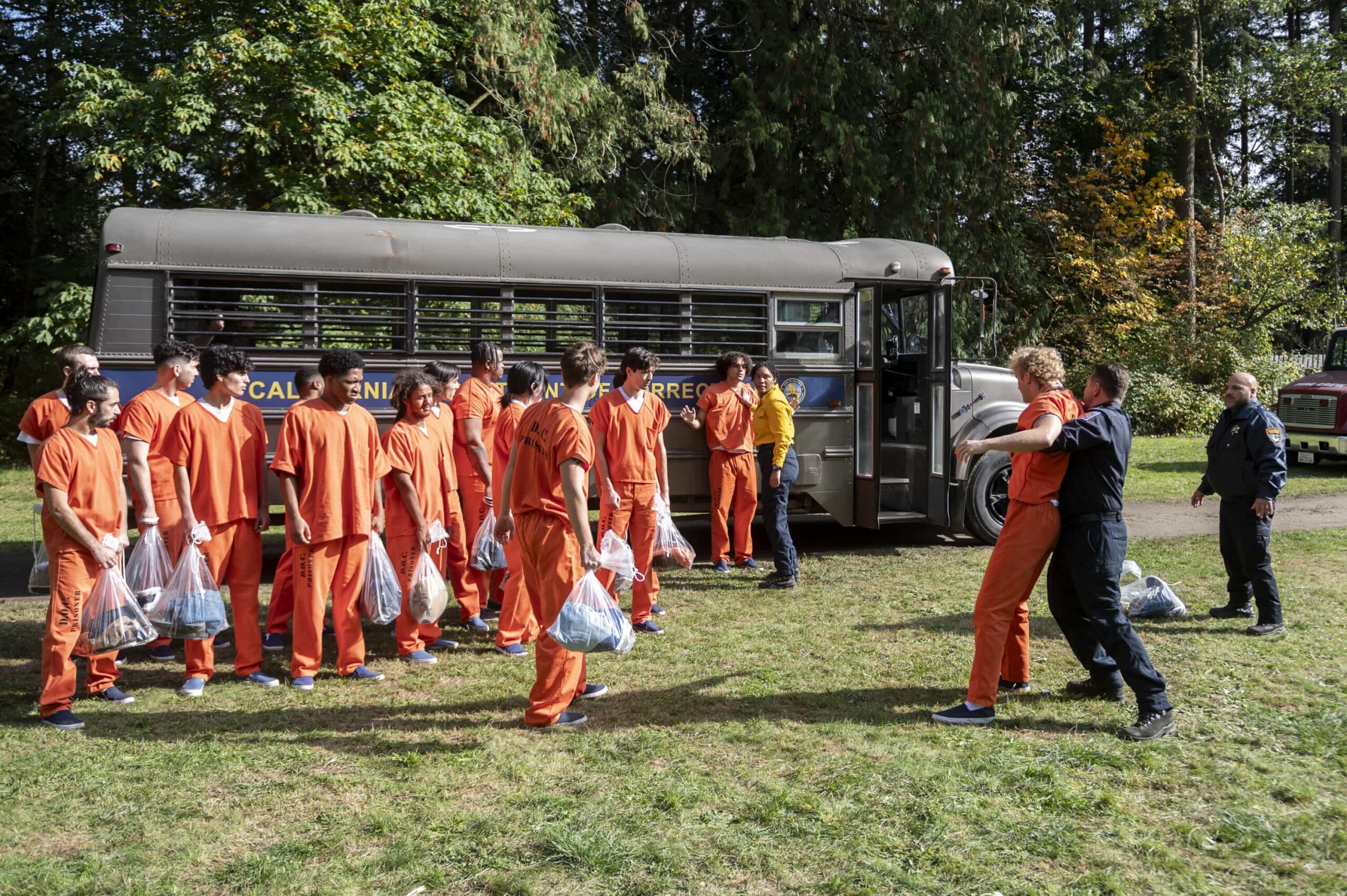 “Fresh Start” – Bode participates in a high school drunk-driving drill that unexpectedly reconnects him with a former classmate, Chloe (Alona Tal from SEAL TEAM). Meanwhile, Three Rock reopens with a new crew and high hopes, on FIRE COUNTRY, Friday, Dec. 12 (9:00-10:00 PM, ET/PT). Pictured (L-R): Samuel Rook as Ace and Jules Latimer as Eve Edwards. Photo: Sergei Bachlakov/CBS ©2025 CBS Broadcasting, Inc. All Rights Reserved.