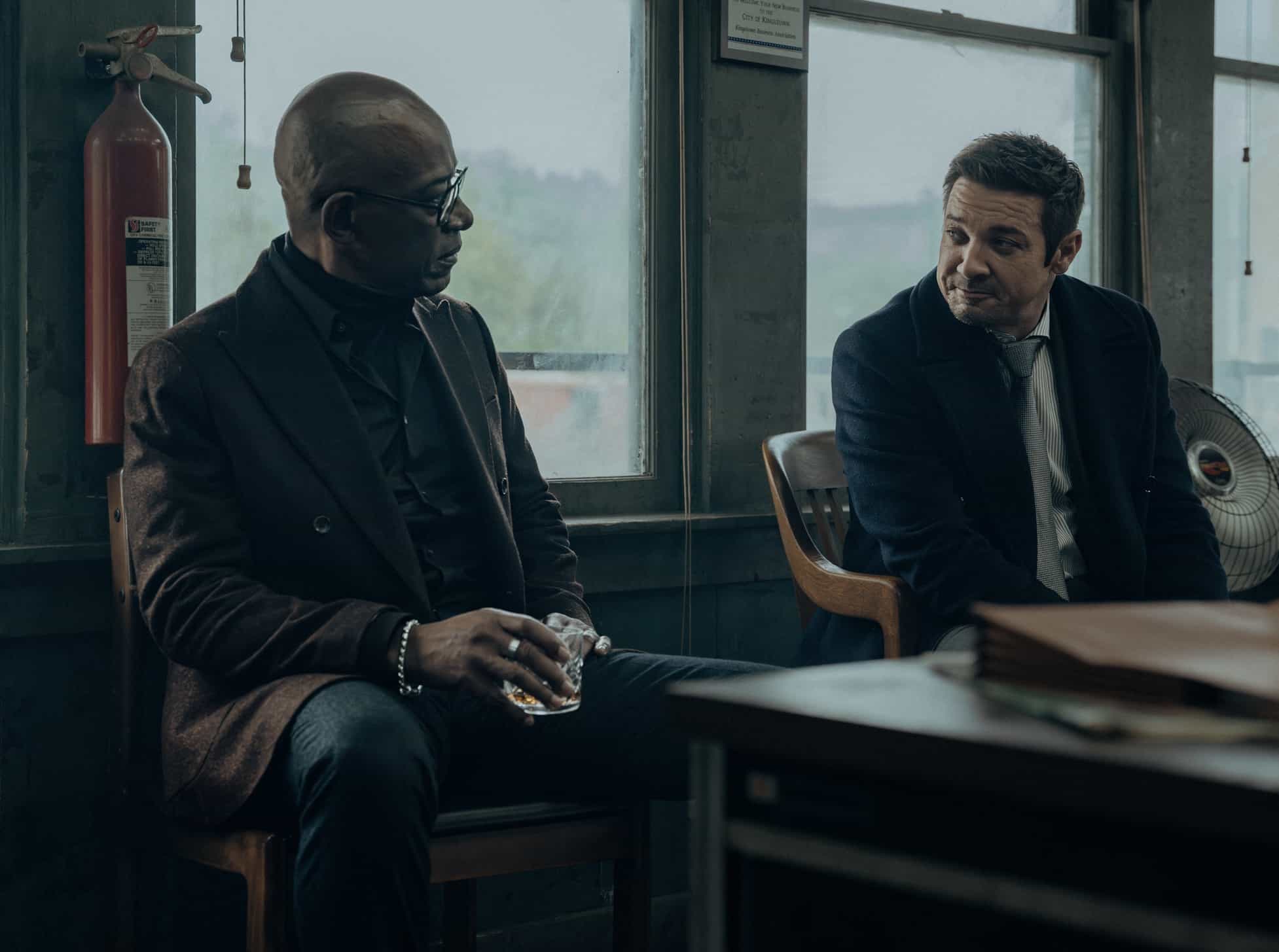 Mayor of Kingstown season 4 episode 9 - Lennie James as Frank Moses and Jeremy Renner as Mike McLusky in Mayor of Kingstown episode 9, season 4, streaming on Paramount+, 2025. Credit: Jeremy Parsons/Paramount+