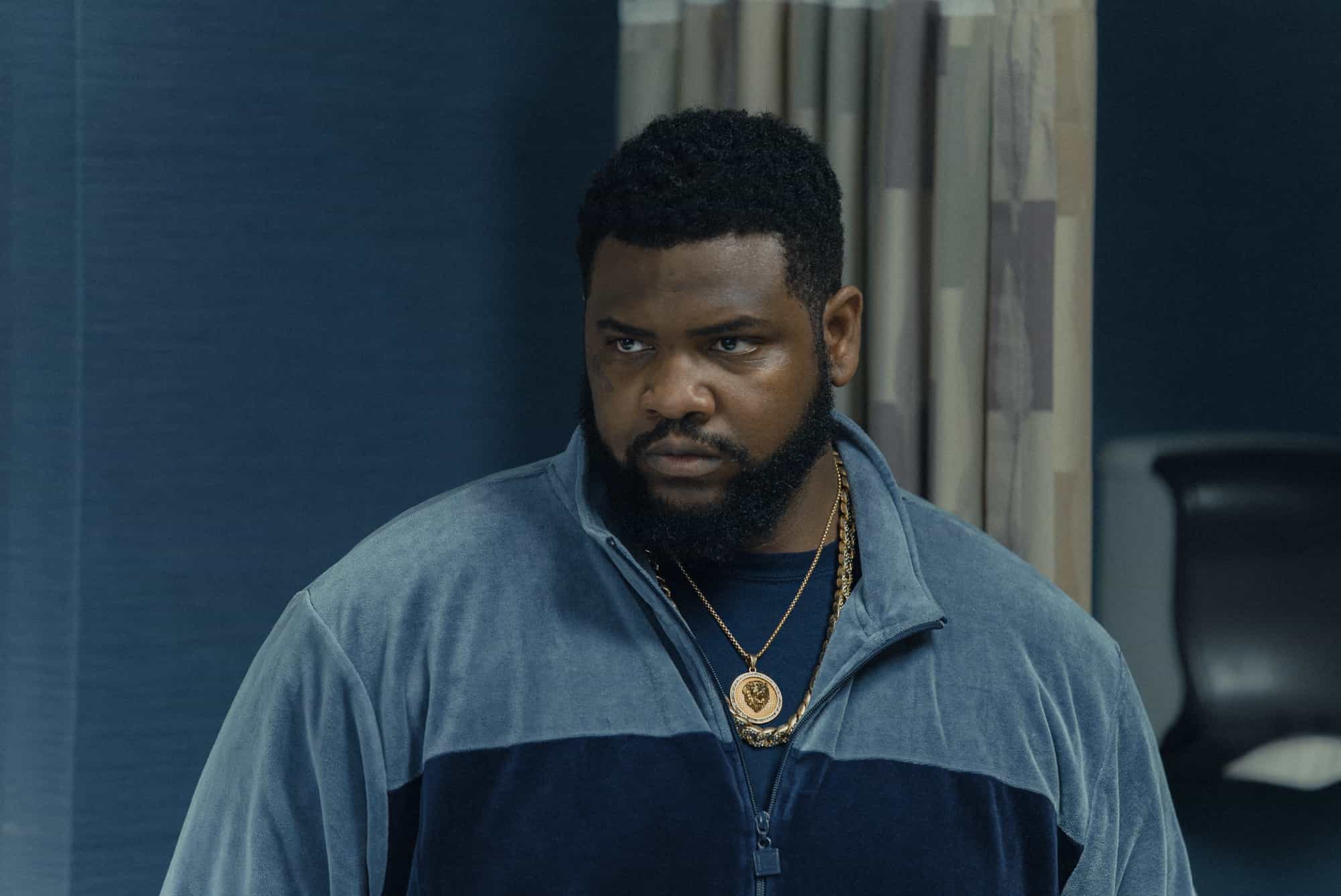 Tobi Bamtefa as Deverin "Bunny" Washington in Mayor of Kingstown episode 9, season 4, streaming on Paramount+, 2025. Credit: Jeremy Parsons/Paramount+