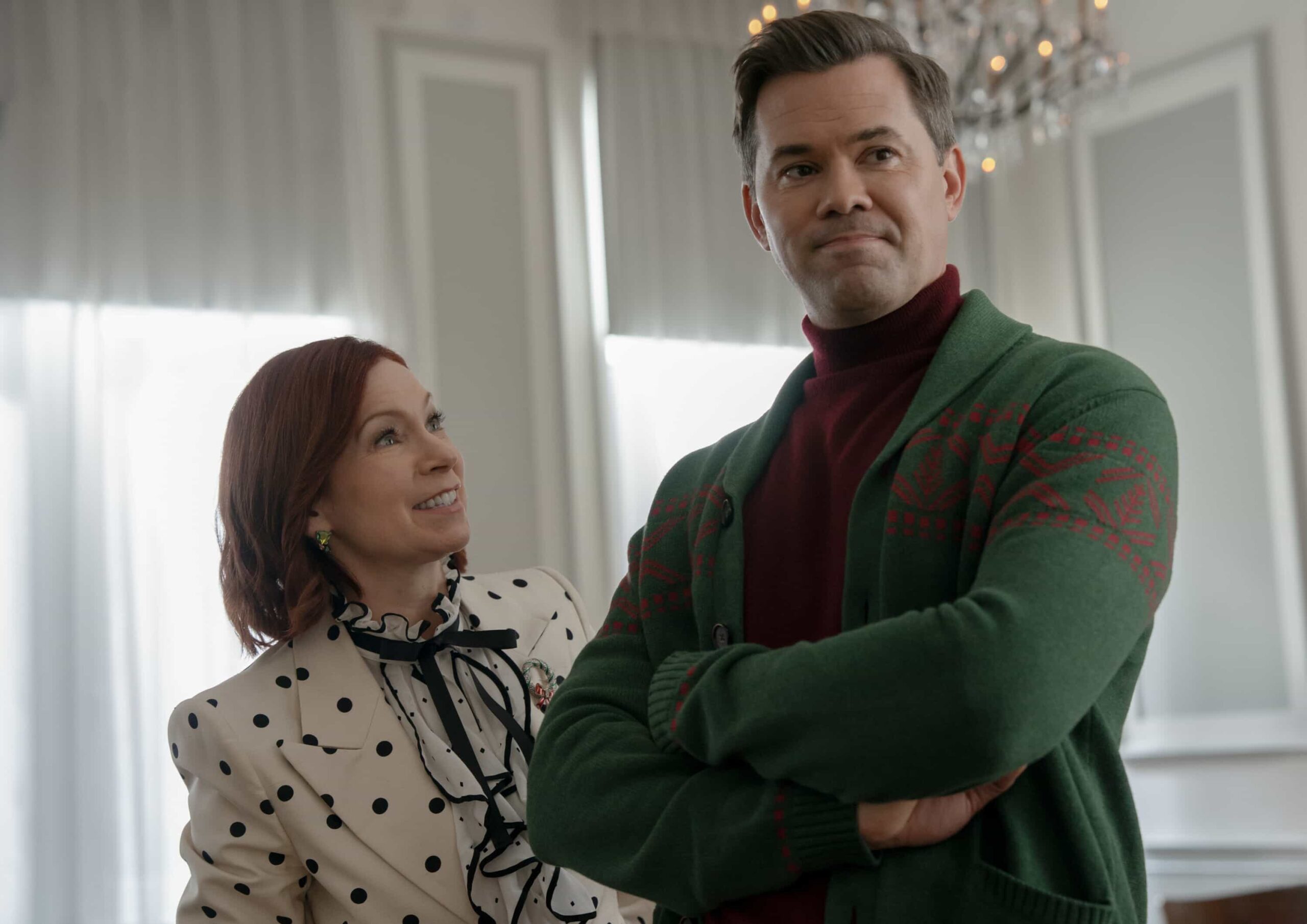 Elsbeth Season 3 Episode 10 “A Hard Nut to Crack” – When an avant-garde choreographer’s “Nutcracker” rehearsal turns deadly, Elsbeth leaps into the cutthroat world of New York ballet, on ELSBETH, Thursday, Dec. 18 (10:00-11:00 PM, ET/PT) .  Pictured (L-R): Carrie Preston as Elsbeth Tascioni and Andrew Rannells as Harris Parson     Photo: Michael Parmelee/CBS ©2025 CBS Broadcasting, Inc. All Rights Reserved.