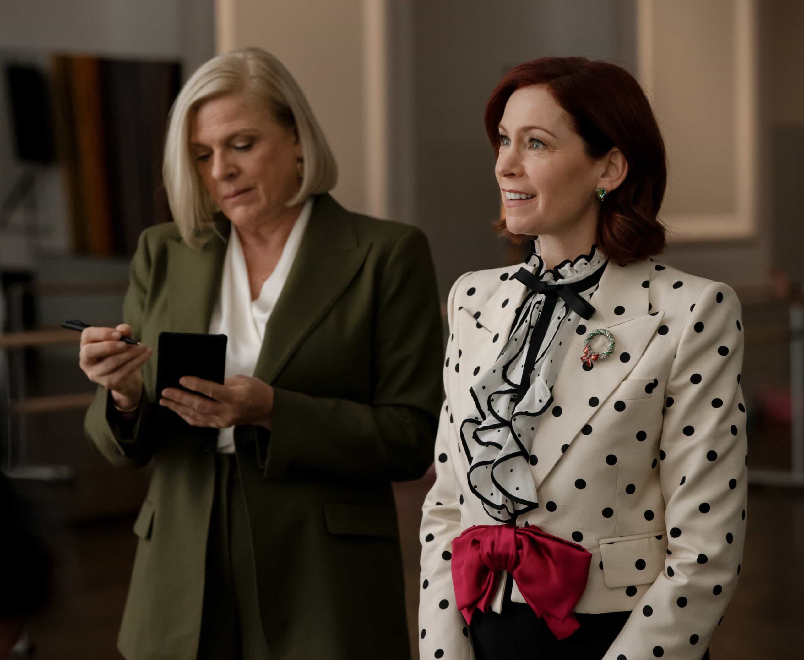 Elsbeth Season 3 Episode 10 “A Hard Nut to Crack” – When an avant-garde choreographer’s “Nutcracker” rehearsal turns deadly, Elsbeth leaps into the cutthroat world of New York ballet, on ELSBETH, Thursday, Dec. 18 (10:00-11:00 PM, ET/PT) .  Pictured (L-R):Molly Price as Det. Jackie Donnelly and Andrew Rannells as Harris Parson     Photo: Michael Parmelee/CBS ©2025 CBS Broadcasting, Inc. All Rights Reserved.