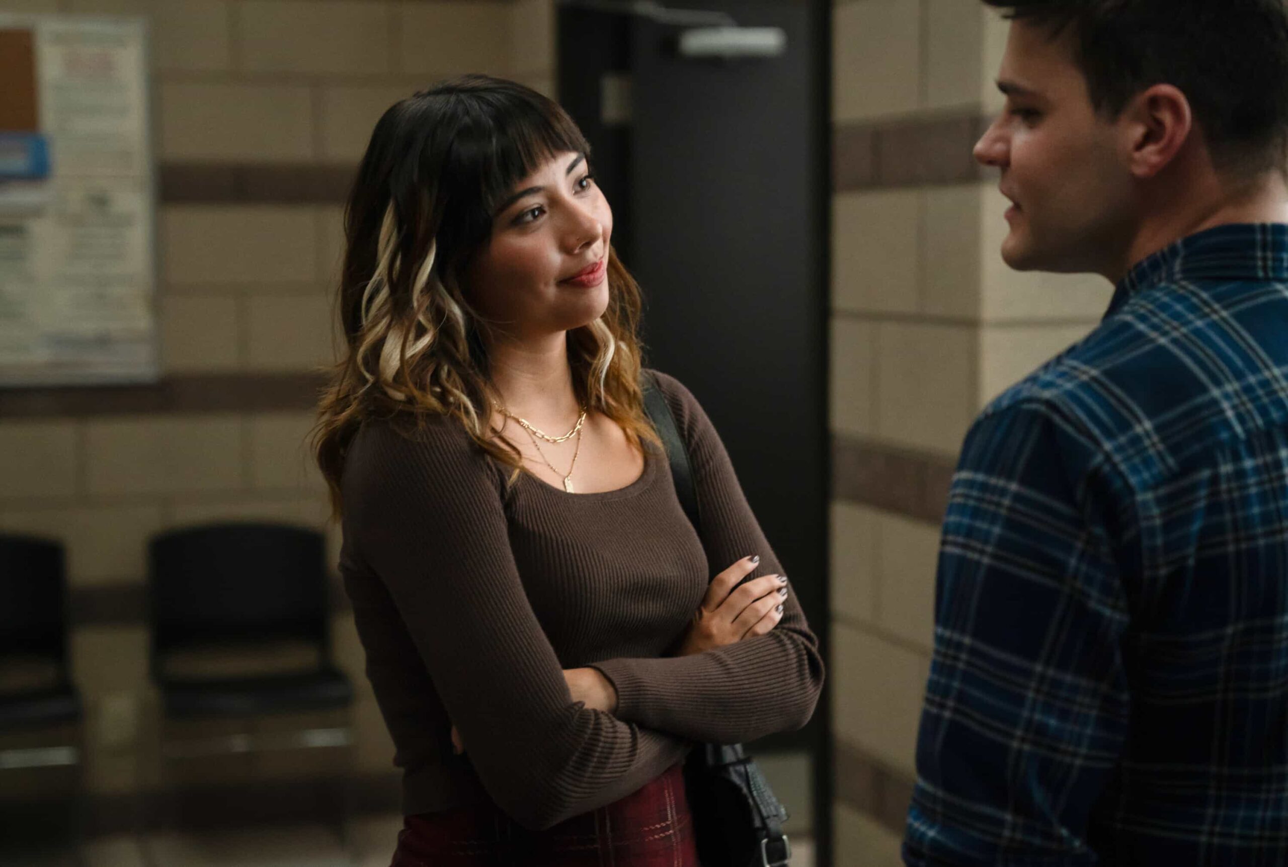 “Collateral Damage” – Mae faces public and family backlash over the consequences of her past decisions, while Sarah struggles with guilt that pushes her to take risks in pursuit of justice. At the same time, Lena and Danny dive into a tense homicide case, and Jonah’s anger over his father’s death threatens to unravel fragile family ties, on the CBS Original series BOSTON BLUE, Friday, Dec. 19   Pictured (L-R): Xochitl Gomez as Penny Bravo and Mika Amonsen as Sean Reagan   Photo: John Medland/CBS ©2025 CBS Broadcasting, Inc. All Rights Reserved.