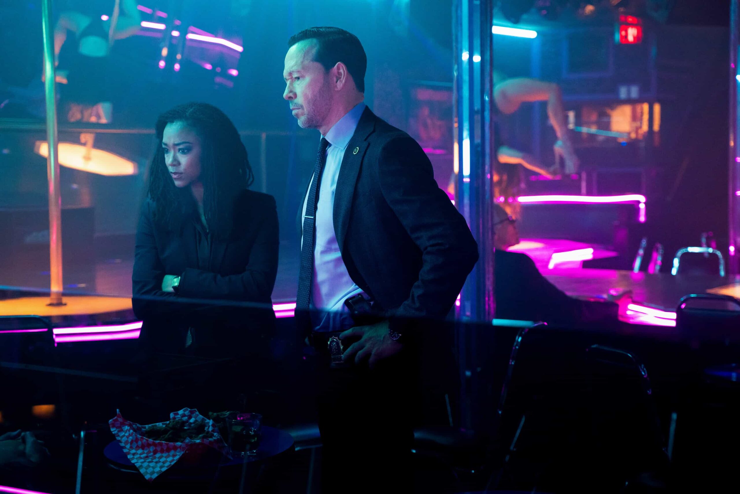 Boston Blue Season 1 Episode 9 picture “Collateral Damage” – Mae faces public and family backlash over the consequences of her past decisions, while Sarah struggles with guilt that pushes her to take risks in pursuit of justice. At the same time, Lena and Danny dive into a tense homicide case, and Jonah’s anger over his father’s death threatens to unravel fragile family ties, on the CBS Original series BOSTON BLUE, Friday, Dec. 19  Pictured (L-R): Sonequa Martin-Green as Lena Silver and Donnie Wahlberg as Danny Reagan  Photo: Brendan Adam-Zwelling/CBS ©2025 CBS Broadcasting, Inc. All Rights Reserved.